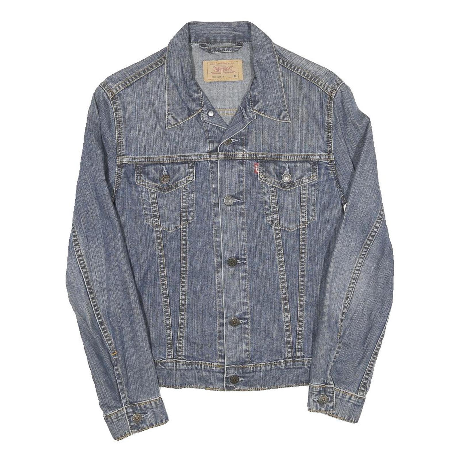 LEVI'S Womens Blue Cotton Denim Jacket M Classic Button Closure Plain Casual Refurbished - N/A refurbished available on Cerqular
