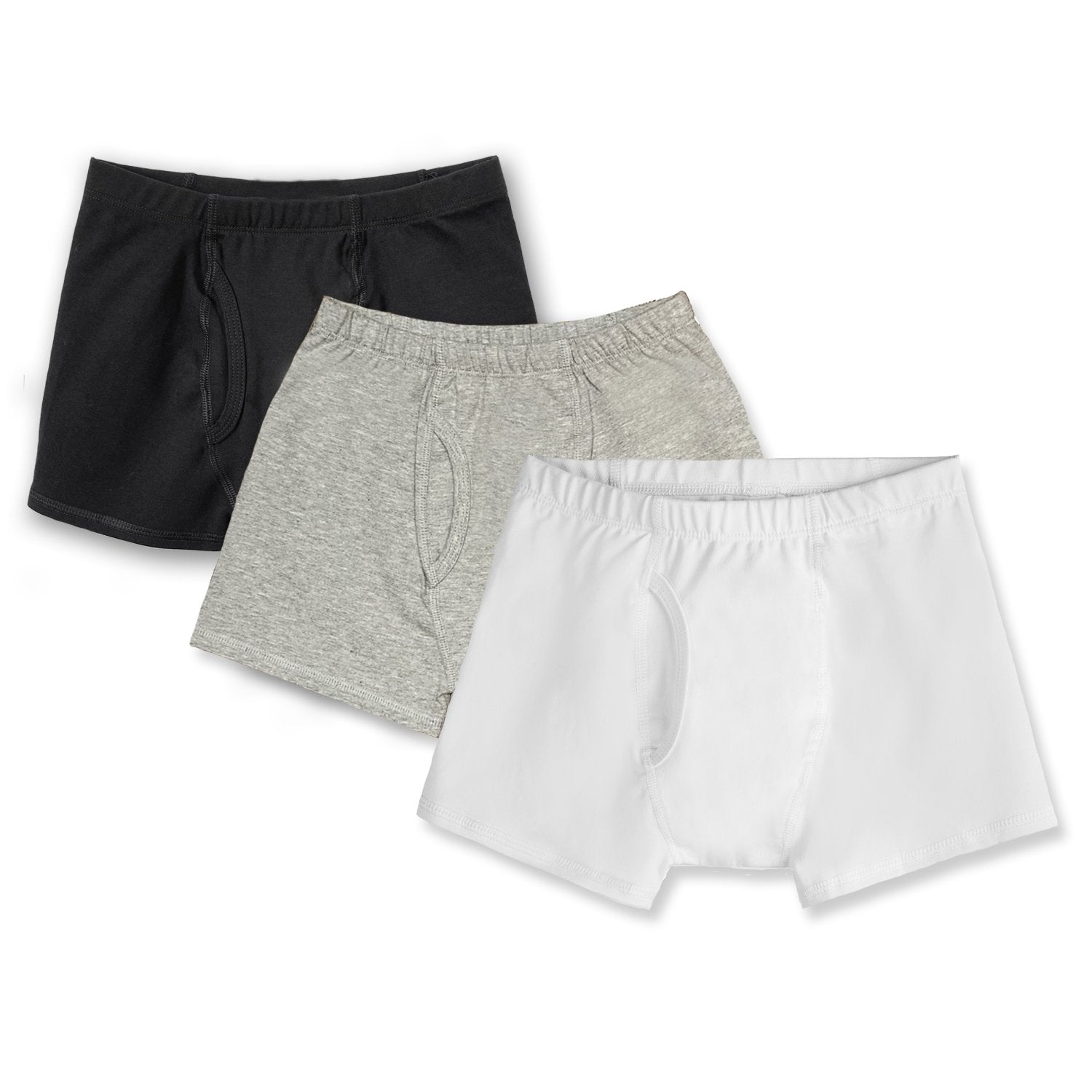 Boys Organic Cotton Boxer Briefs 3 Pack | Color: Black, White and Gray | Size: Large (10) Refurbished - N/A (Note: There is no well-known brand named "M refurbished available on Cerqular
