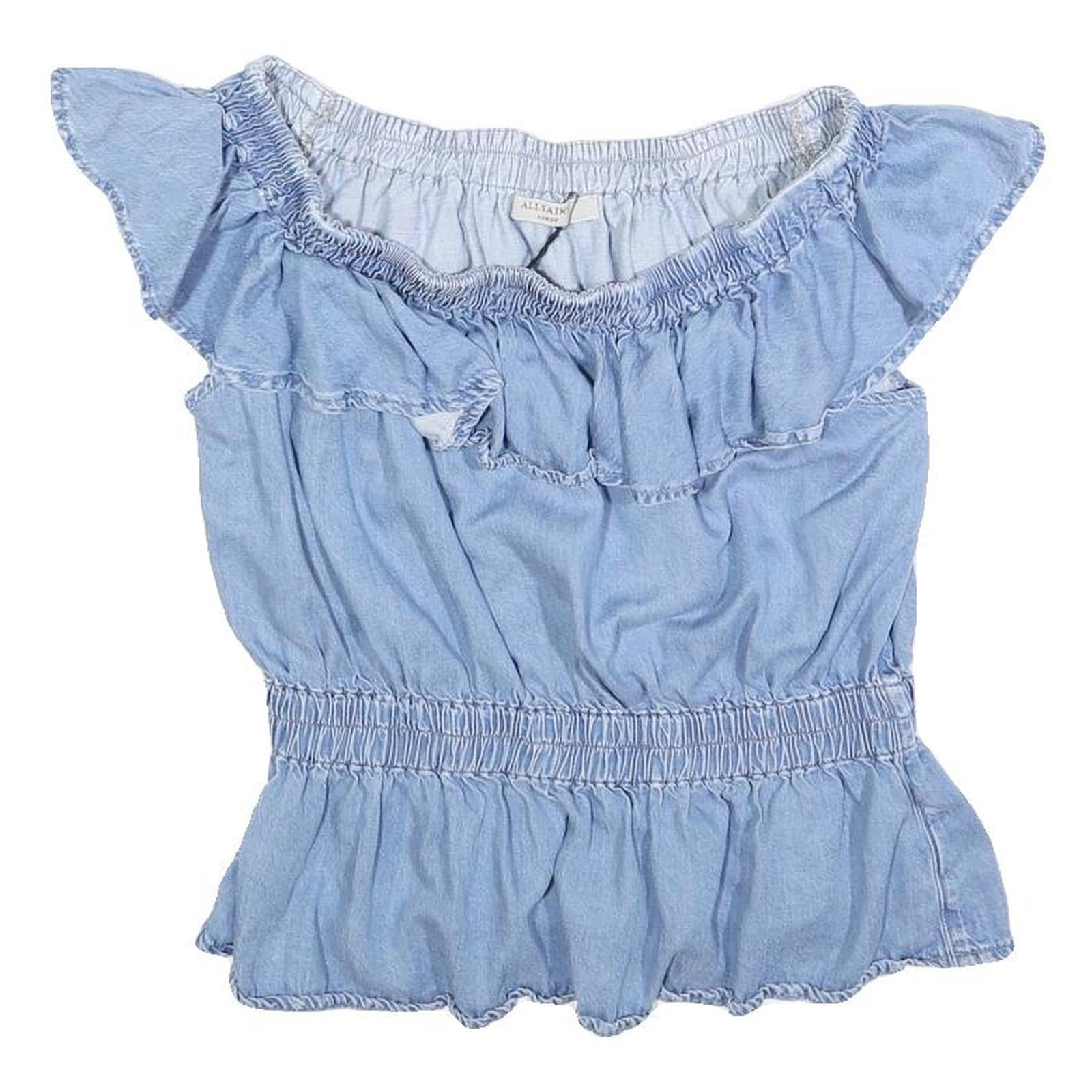 Buy ALL SAINTS Womens Blue Cotton Blend Bardot Top L Ruffle Sleeve Casual Refurbished - $33.79 ALL SAINTS Womens Blue Cotton Blend Bardot Top L Ruffle Sleeve Casual Refurbished - N/A refurbished available on Cerqular
