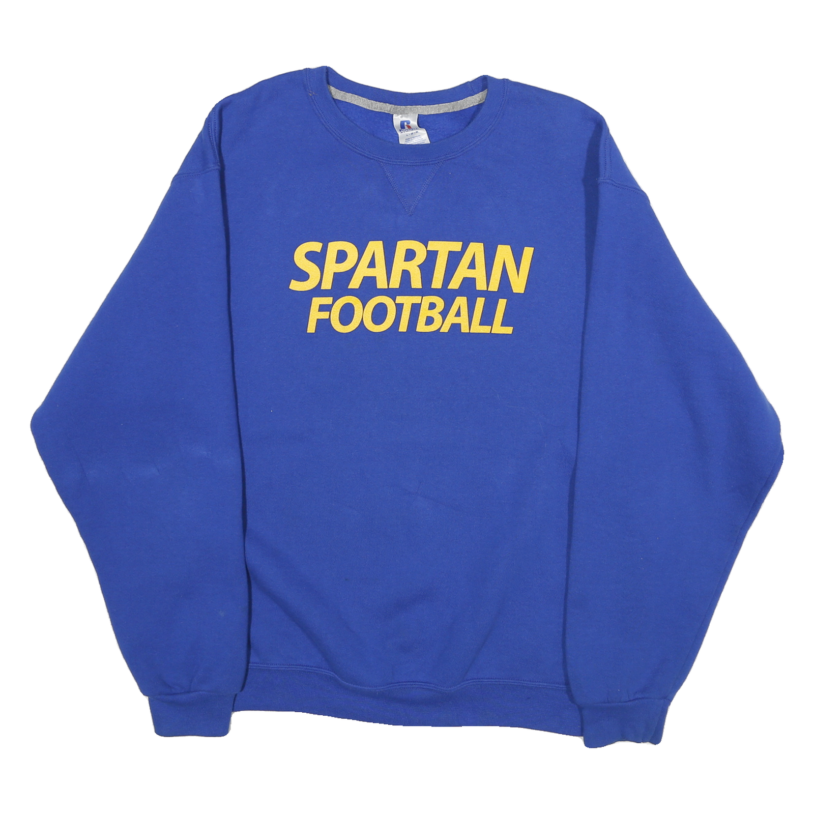 RUSSELL ATHLETIC Mens Blue Spartan Football Crew Neck L Pullover Sweatshirt Refurbished - N/A refurbished available on Cerqular