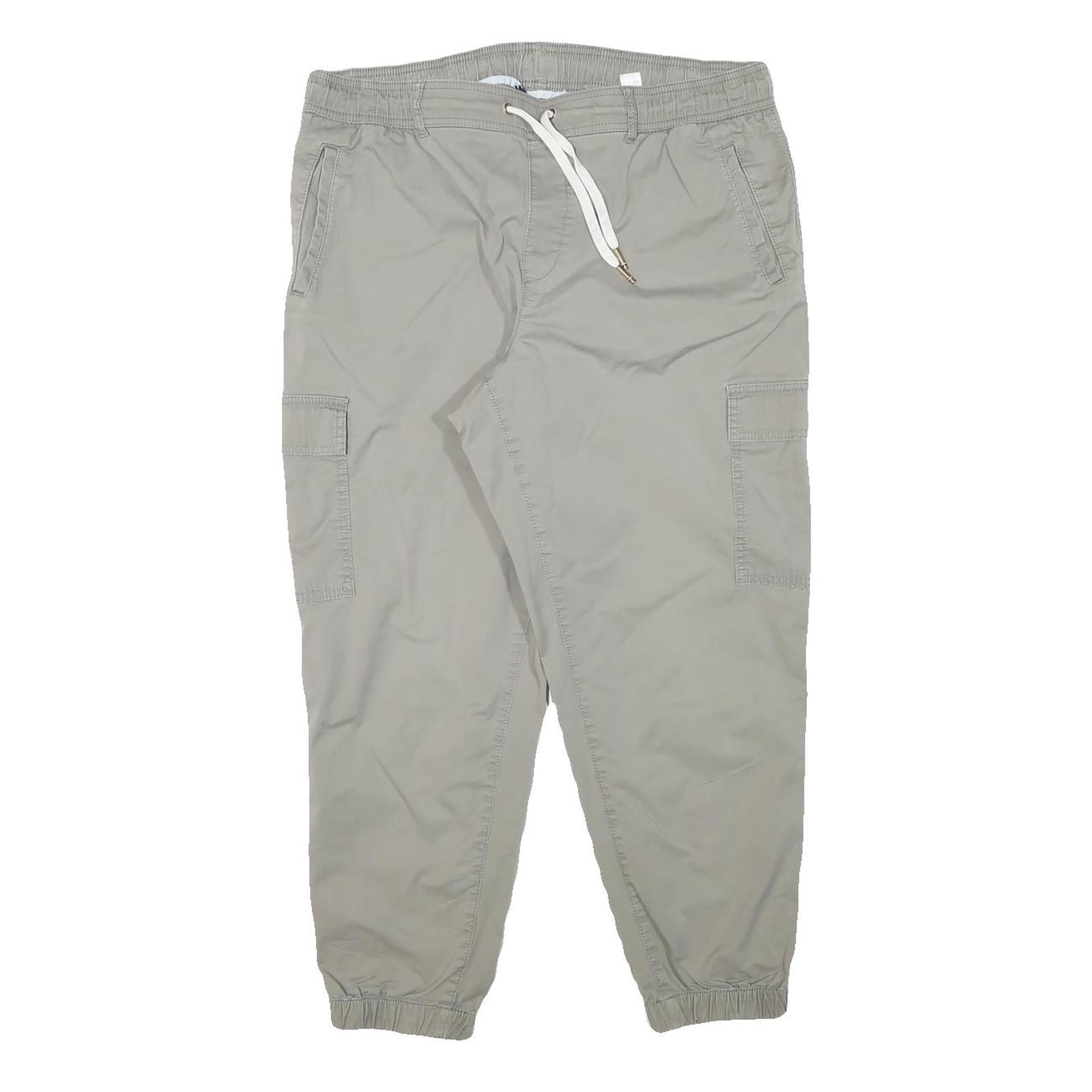 TOMMY HILFIGER Mens Cotton Blend Beige Relaxed Cargo Trousers W35 L26 Drawstring Refurbished - N/A refurbished available on Cerqular