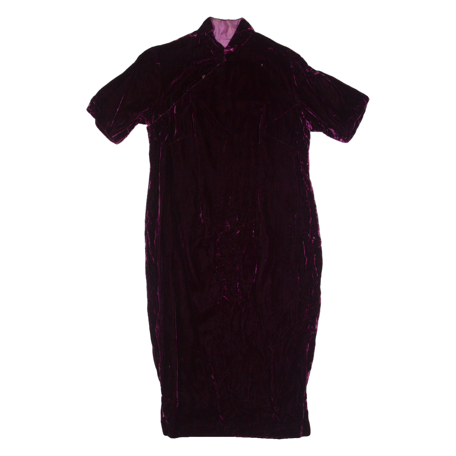 Womens Pencil Dress Purple Velvet 90s Short Sleeve Midi M Refurbished - N/A refurbished available on Cerqular