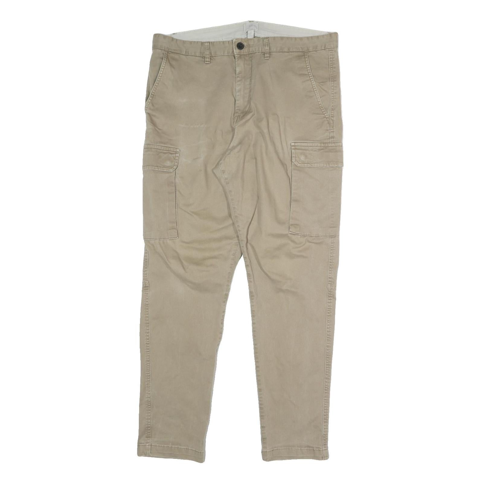 H&M Mens Cotton Blend Beige Relaxed Cargo Trousers W36 L30 Casual Everyday Wear Refurbished - N/A refurbished available on Cerqular