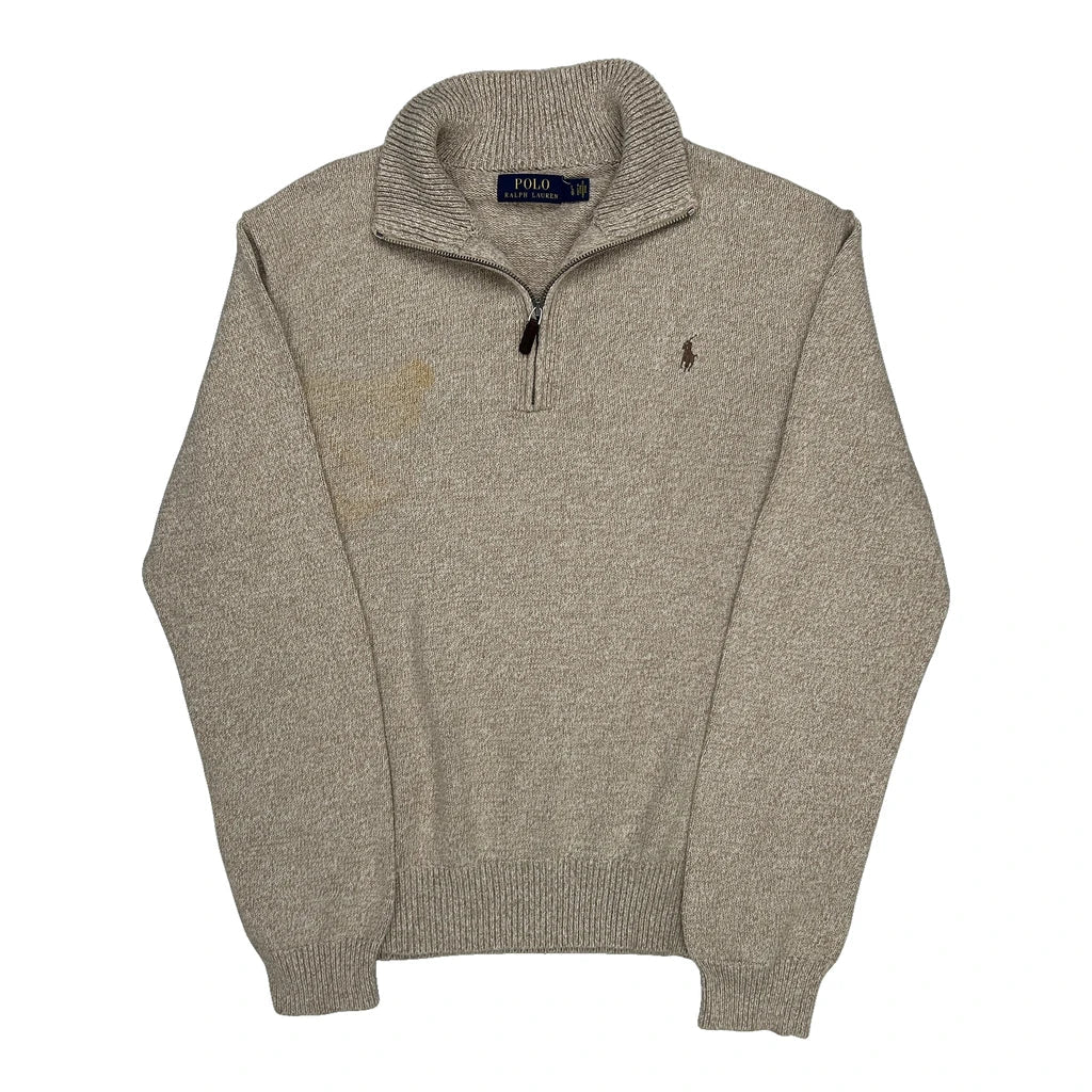 Polo By Ralph Lauren 1/4 Zip - Large Beige Wool Blend Refurbished - Thrifted (note: this is a term often used to describe second- refurbished available on Cerqular