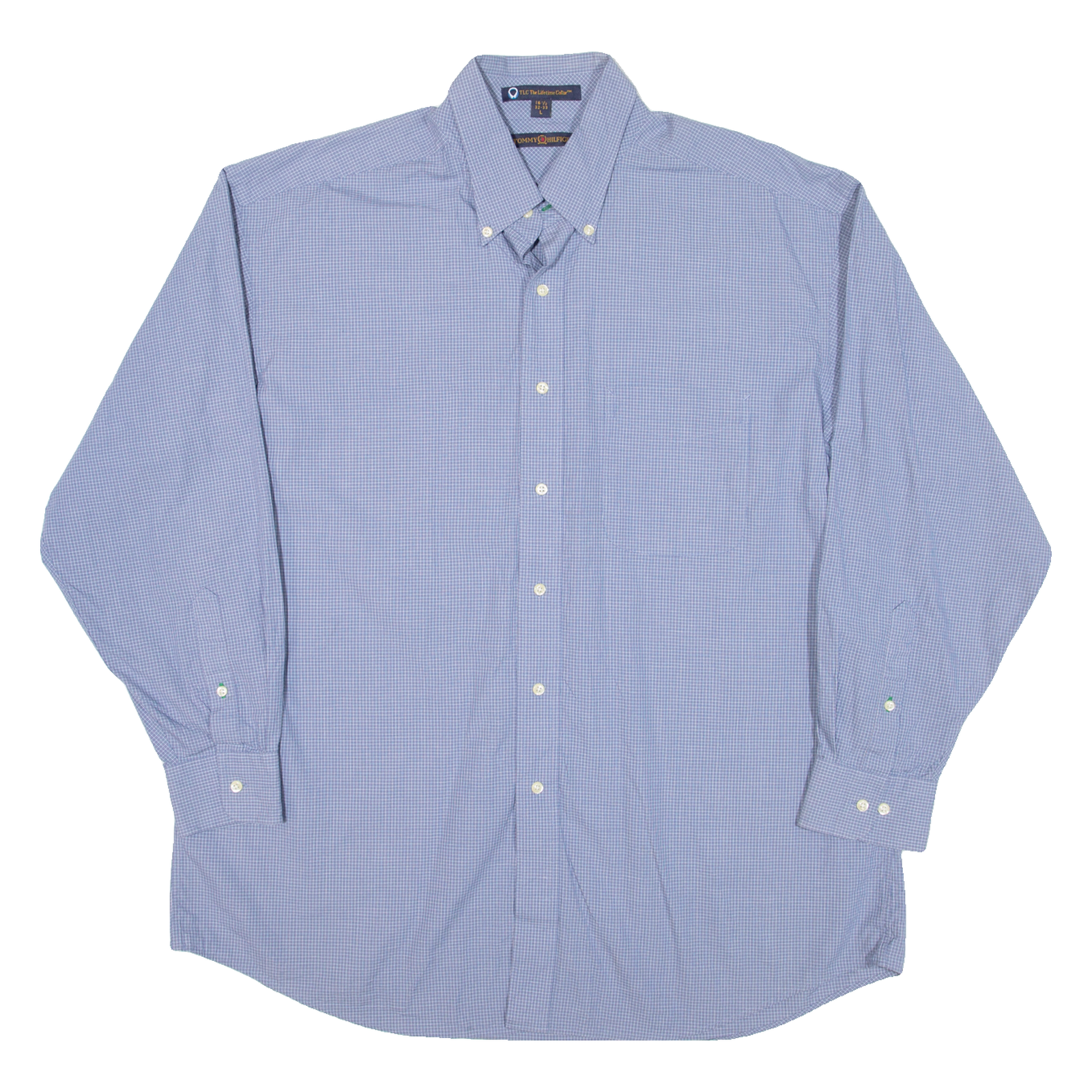 TOMMY HILFIGER Mens Shirt Blue Check Long Sleeve L Refurbished - N/A refurbished available on Cerqular
