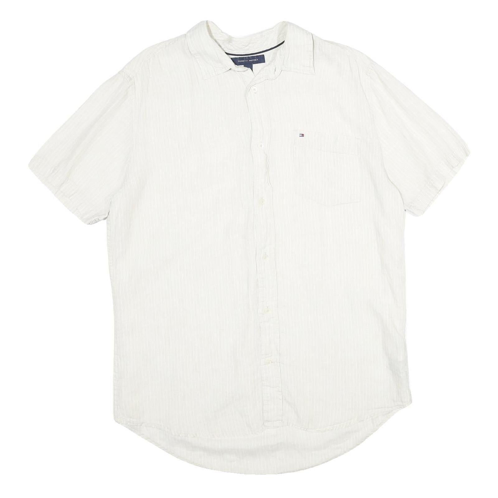 TOMMY HILFIGER Mens White Cotton Shirt L Short Sleeve Casual Classic Refurbished - N/A refurbished available on Cerqular