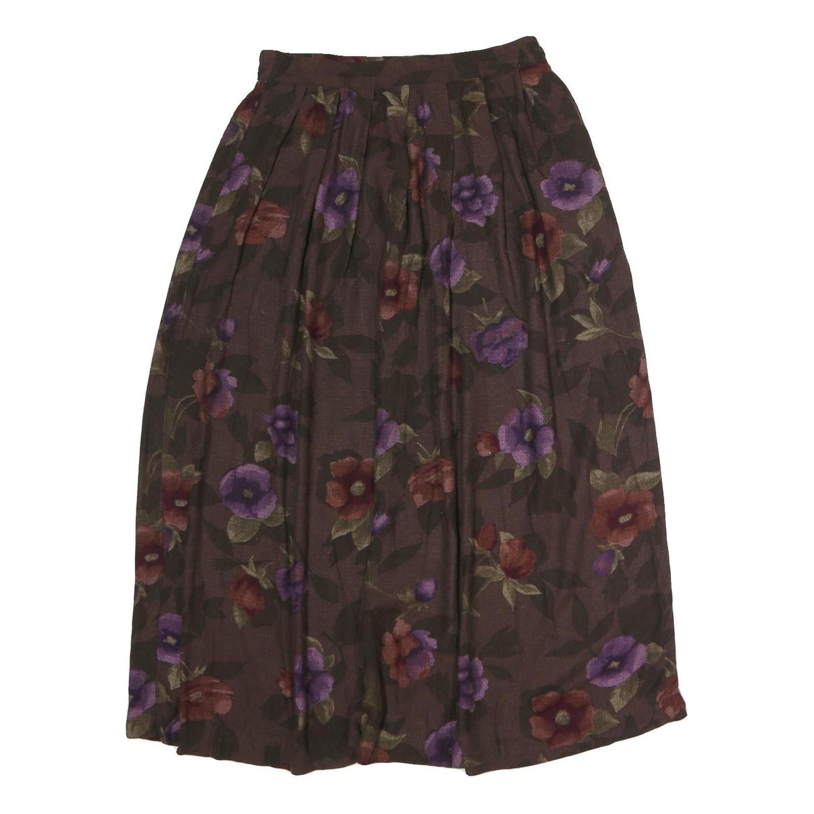 WORTHINGTON Womens Brown Floral Pleated Midi Polyester Skirt M Elegant Refurbished - N/A refurbished available on Cerqular