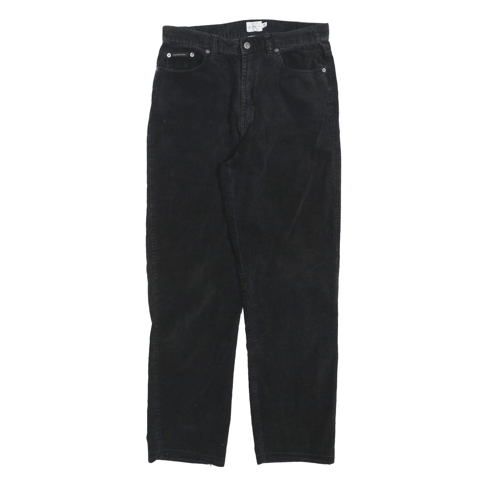 CALVIN KLEIN JEANS Womens Black Cotton Blend Regular Straight Trousers W30 L28 Refurbished - N/A refurbished available on Cerqular