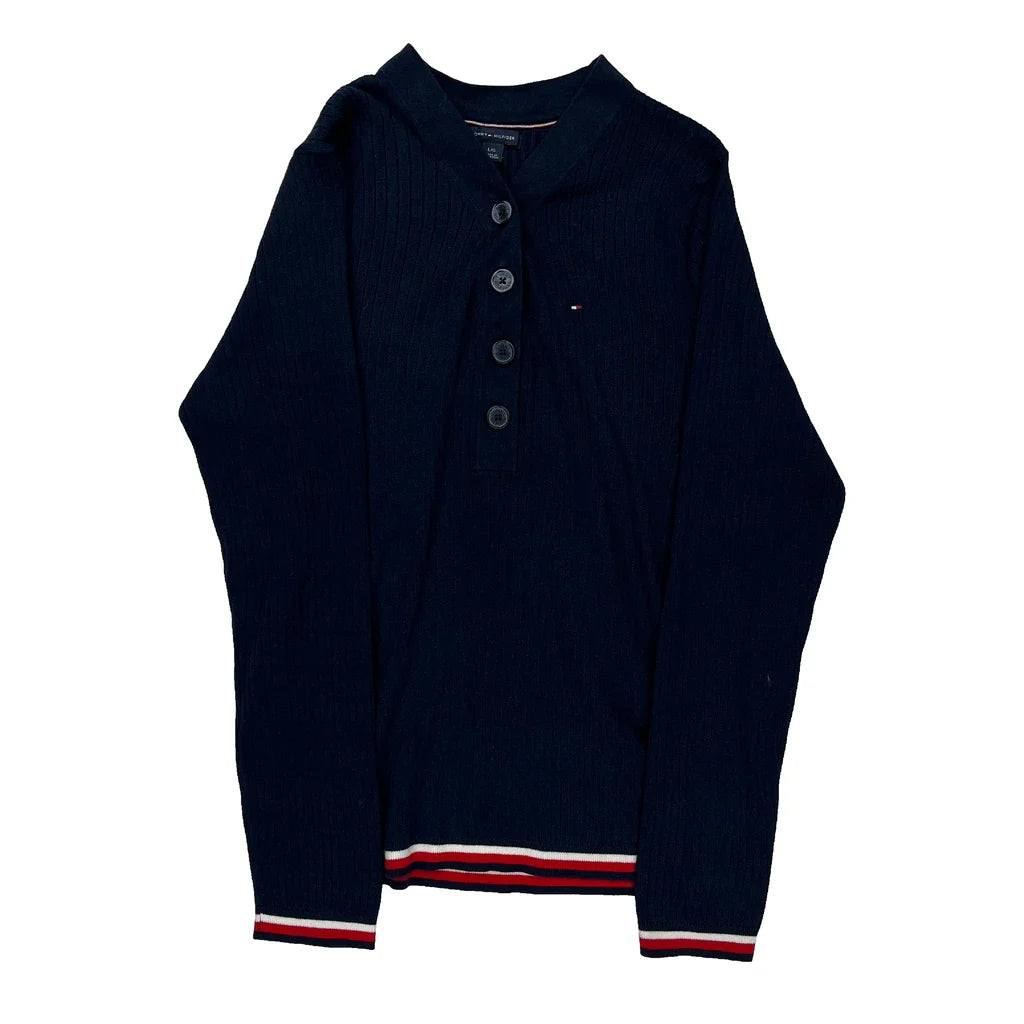 Tommy Hilfiger Jumper - Large Navy Cotton Refurbished - Thrifted (note: this is a term often used to describe second- refurbished available on Cerqular