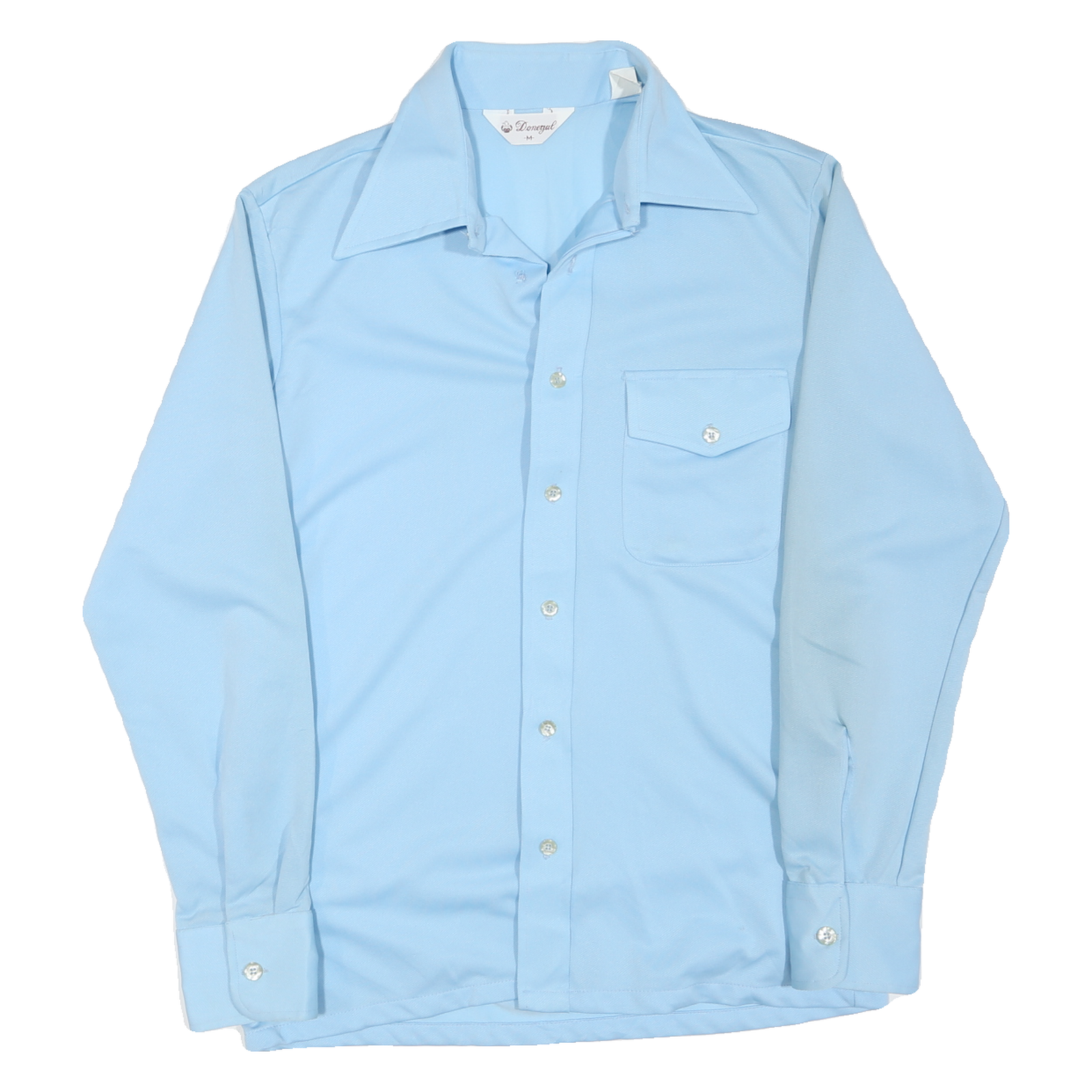 DONEGAL Mens Blue Shirt L Classic Polyester Blend Long Sleeve Button Closure Refurbished - N/A refurbished available on Cerqular
