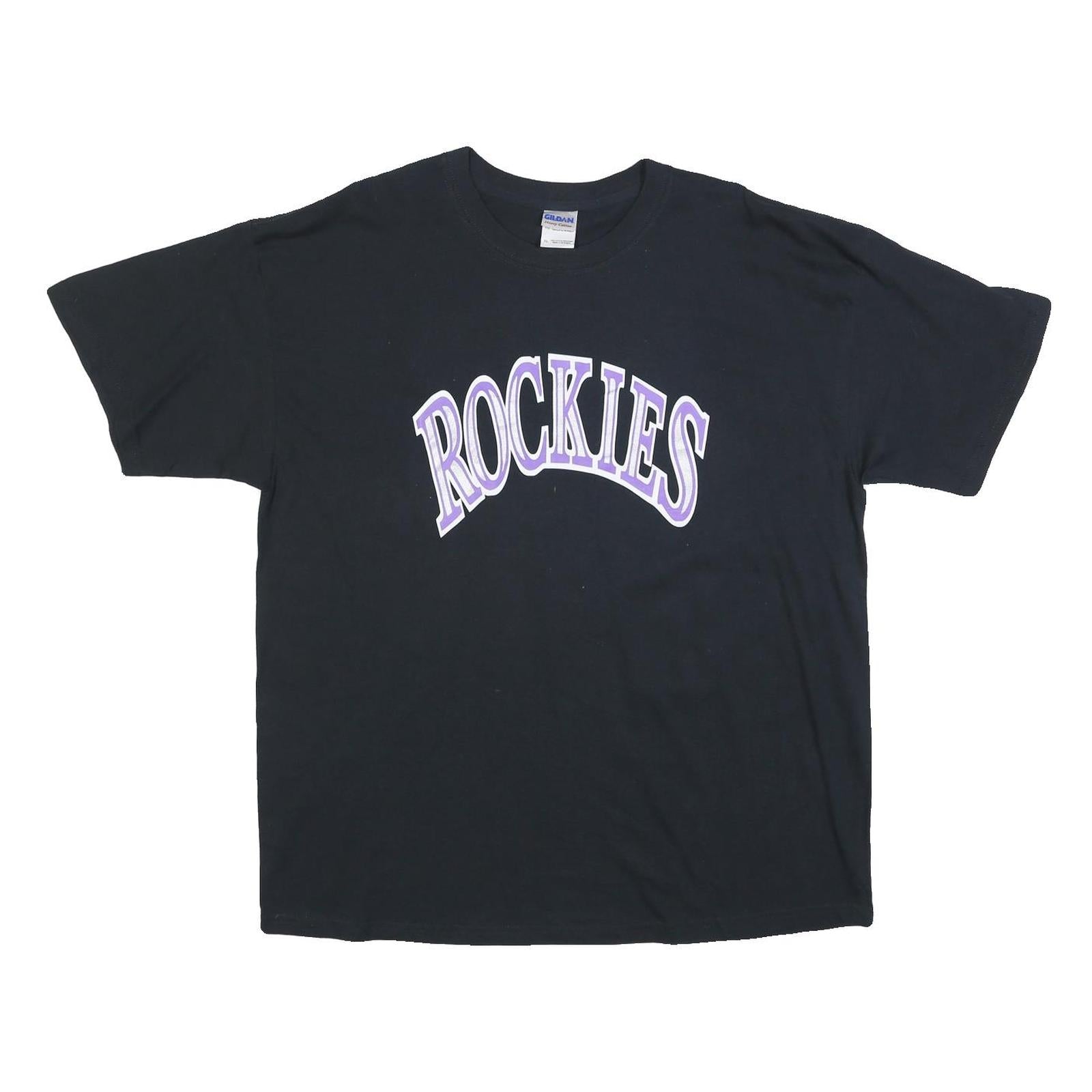 GILDAN Mens Black Rockies Graphic T-Shirt XL Short Sleeve Crew Neck Printed Refurbished - N/A refurbished available on Cerqular