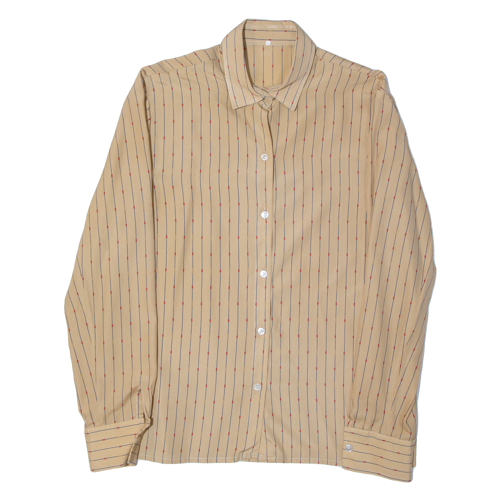 Womens Shirt Beige Collared Long Sleeve Striped L Refurbished - N/A refurbished available on Cerqular