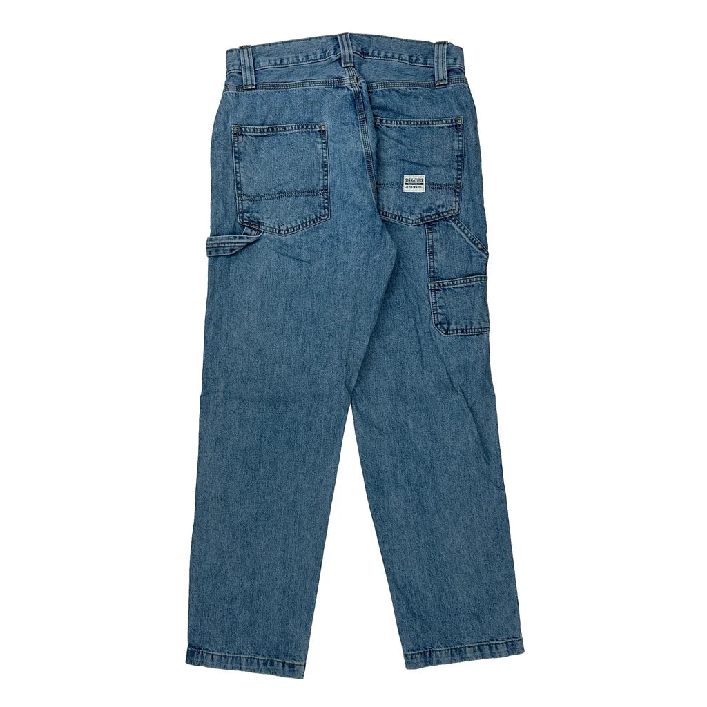 Signature Cargo Carpenter Jeans - 32W 29L Blue Denim Refurbished - Thrifted (note: this is a term often used to describe second- refurbished available on Cerqular