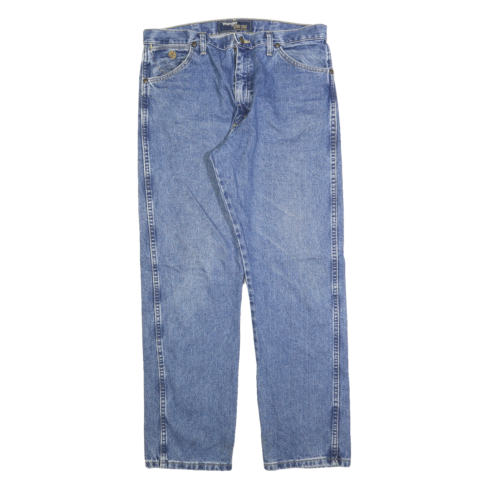 WRANGLER Mens Jeans Blue Regular Straight Denim Medium W36 L32 Classic Cotton Refurbished - N/A refurbished available on Cerqular
