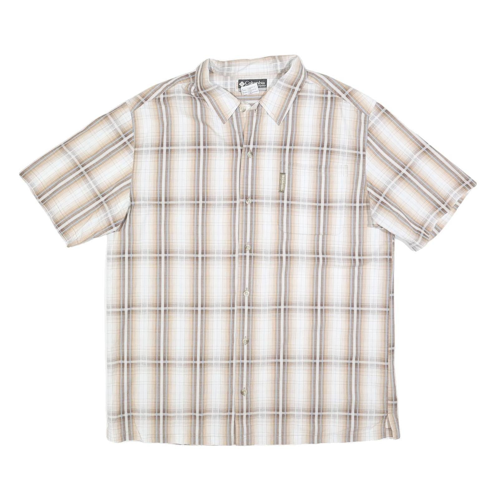 COLUMBIA Mens Beige & Brown Cotton Blend Plaid Shirt L Casual Outdoor Refurbished - N/A refurbished available on Cerqular