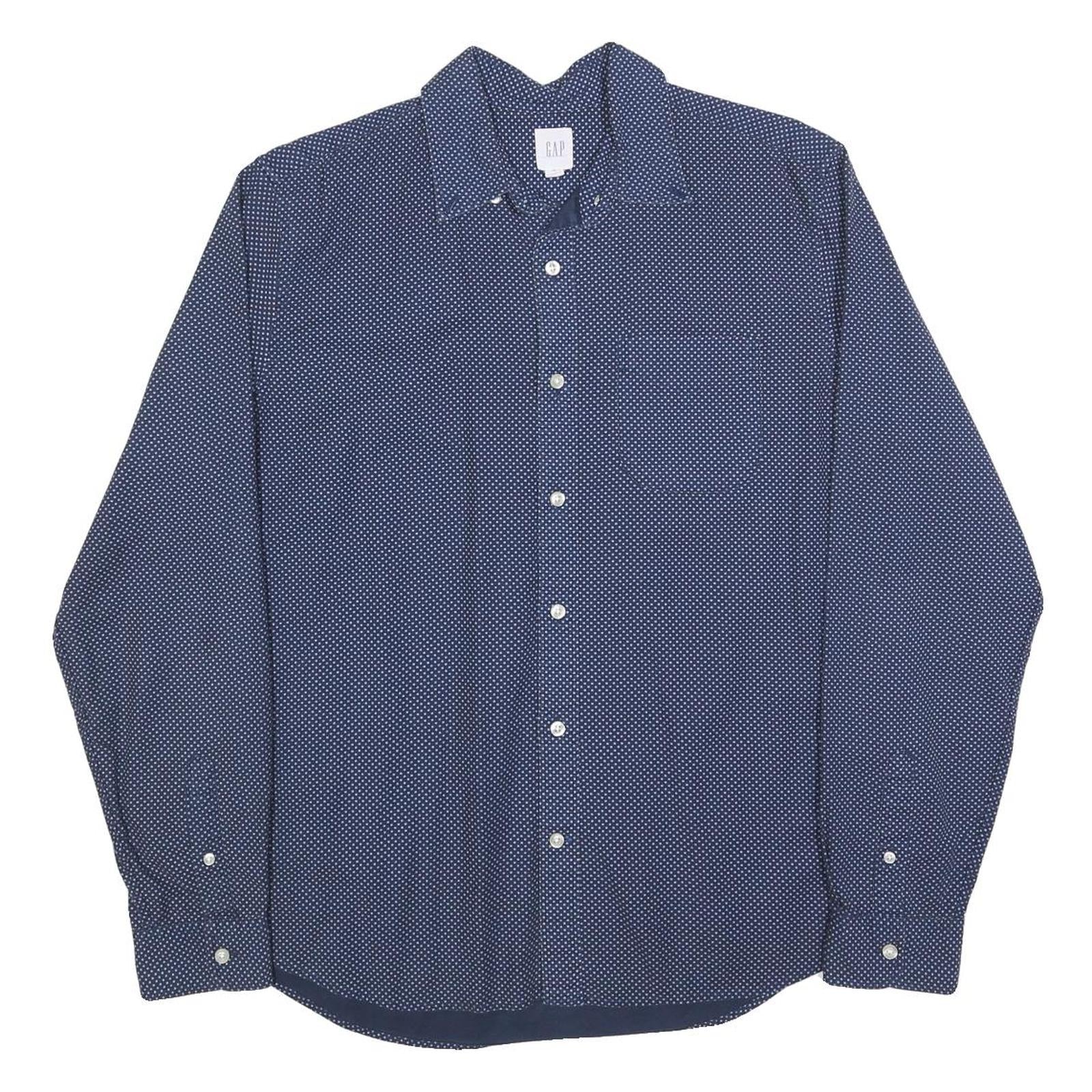 GAP Mens Blue & White Cotton Blend Shirt L Polka Dot Casual Long Sleeve Button Refurbished - N/A refurbished available on Cerqular