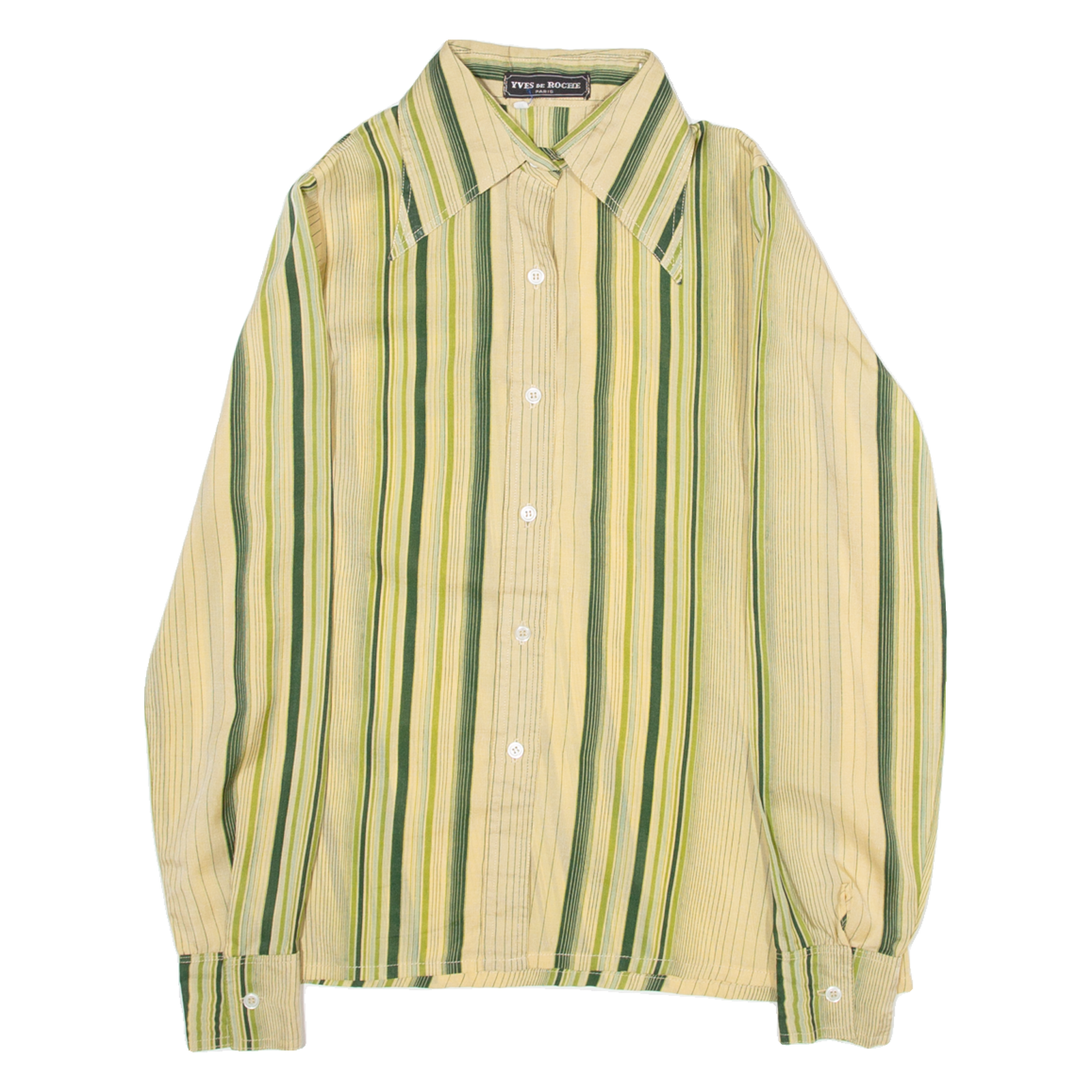 YVES DE ROCHE Womens Shirt Brown Striped Long Sleeve XXS Refurbished - N/A refurbished available on Cerqular