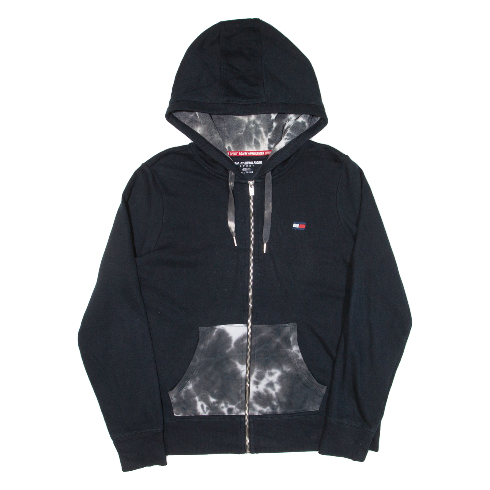 TOMMY HILFIGER Womens Black Hoodie Full Zip XL Refurbished - N/A refurbished available on Cerqular