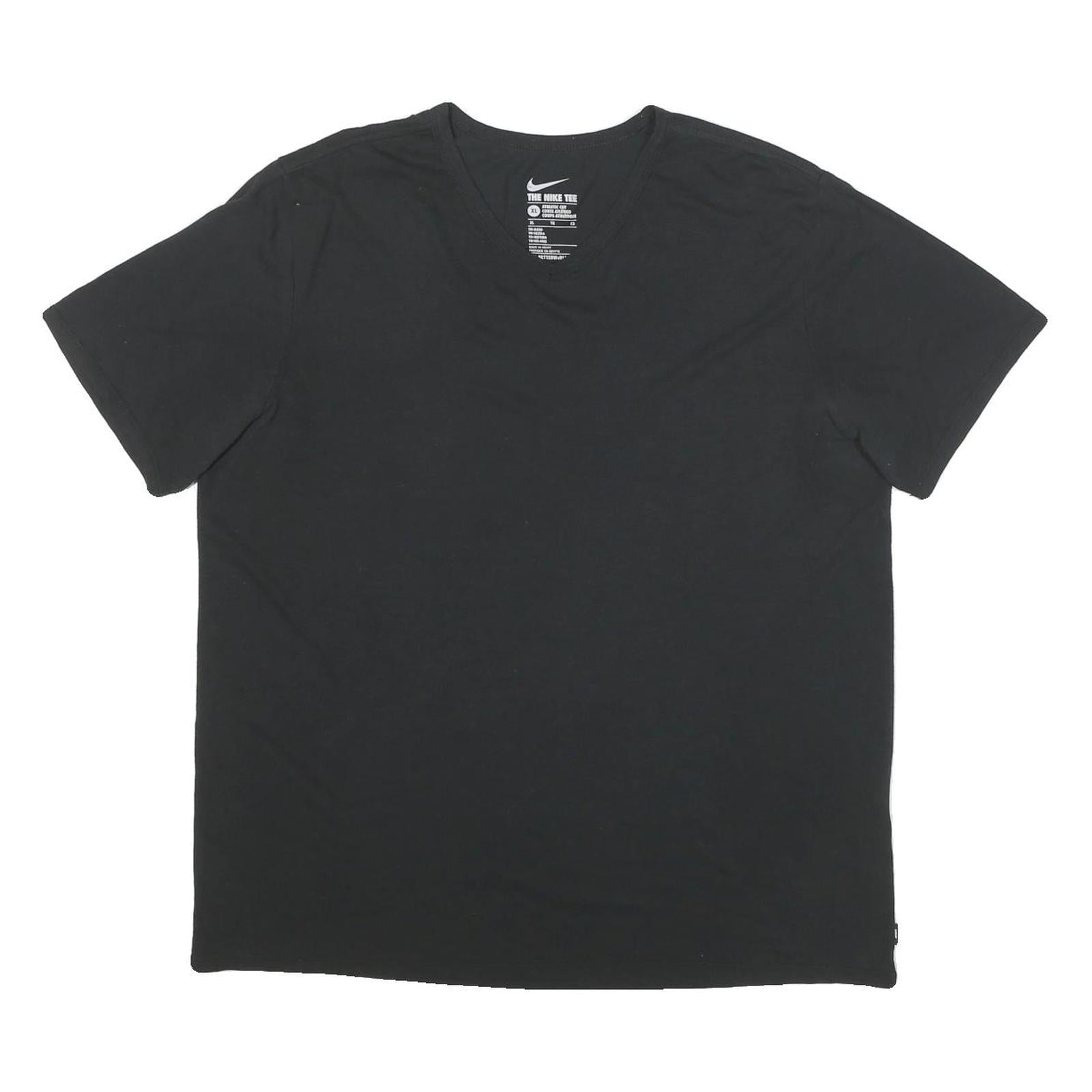 NIKE Mens Black Plain T-Shirt XL Short Sleeve V-Neck Cotton Blend Casual Refurbished - N/A refurbished available on Cerqular