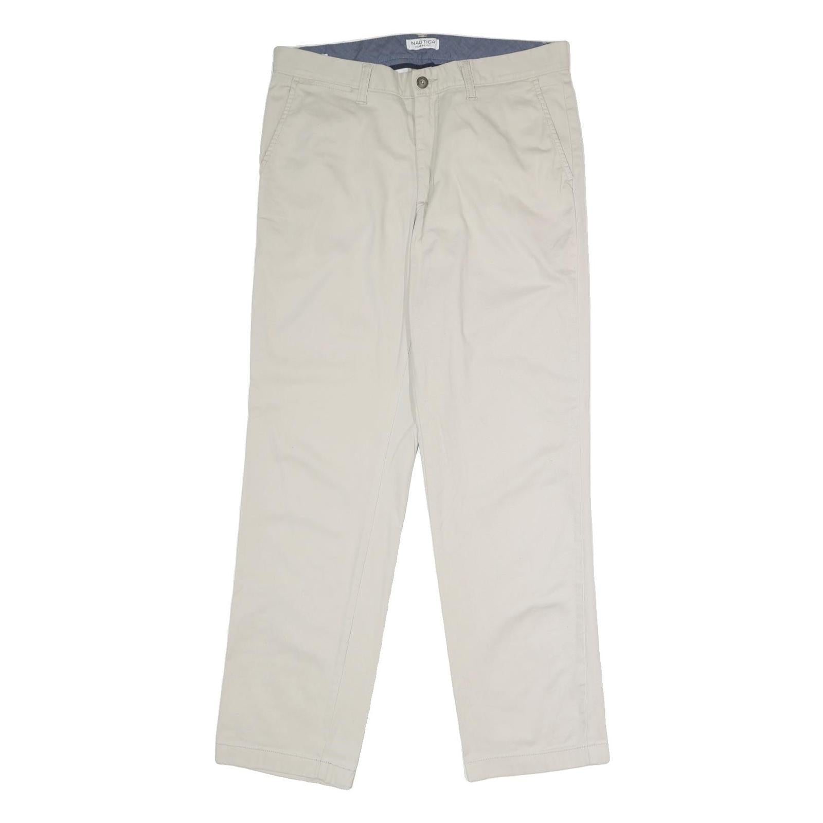 NAUTICA Mens Classic Beige Cotton Blend Trousers W34 L32 Zip Closure Comfortable Refurbished - N/A refurbished available on Cerqular