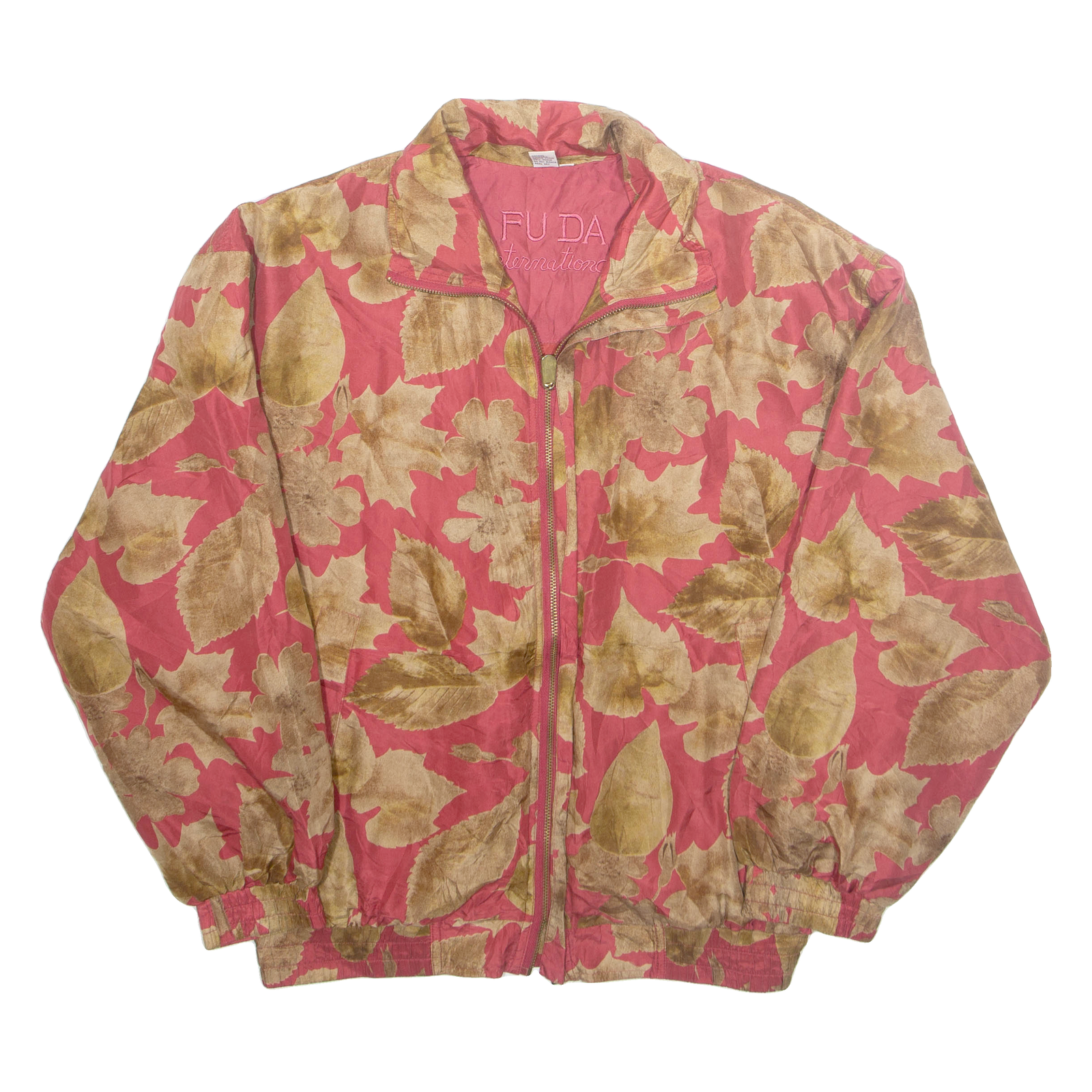 FUDA INTERNATIONAL Womens Track Jacket Red Silk Floral L Refurbished - N/A refurbished available on Cerqular