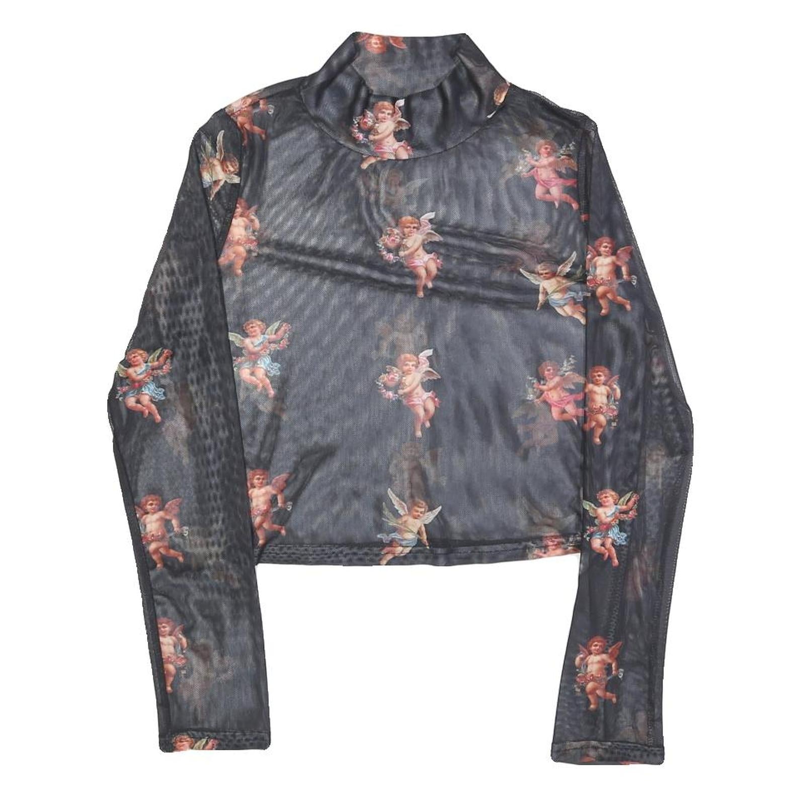 Buy URBANIC Y2K Womens Black Angel Print Long Sleeve High Neck Top L Mesh Sheer Refurbished - $18.19 URBANIC Y2K Womens Black Angel Print Long Sleeve High Neck Top L Mesh Sheer Refurbished - N/A refurbished available on Cerqular