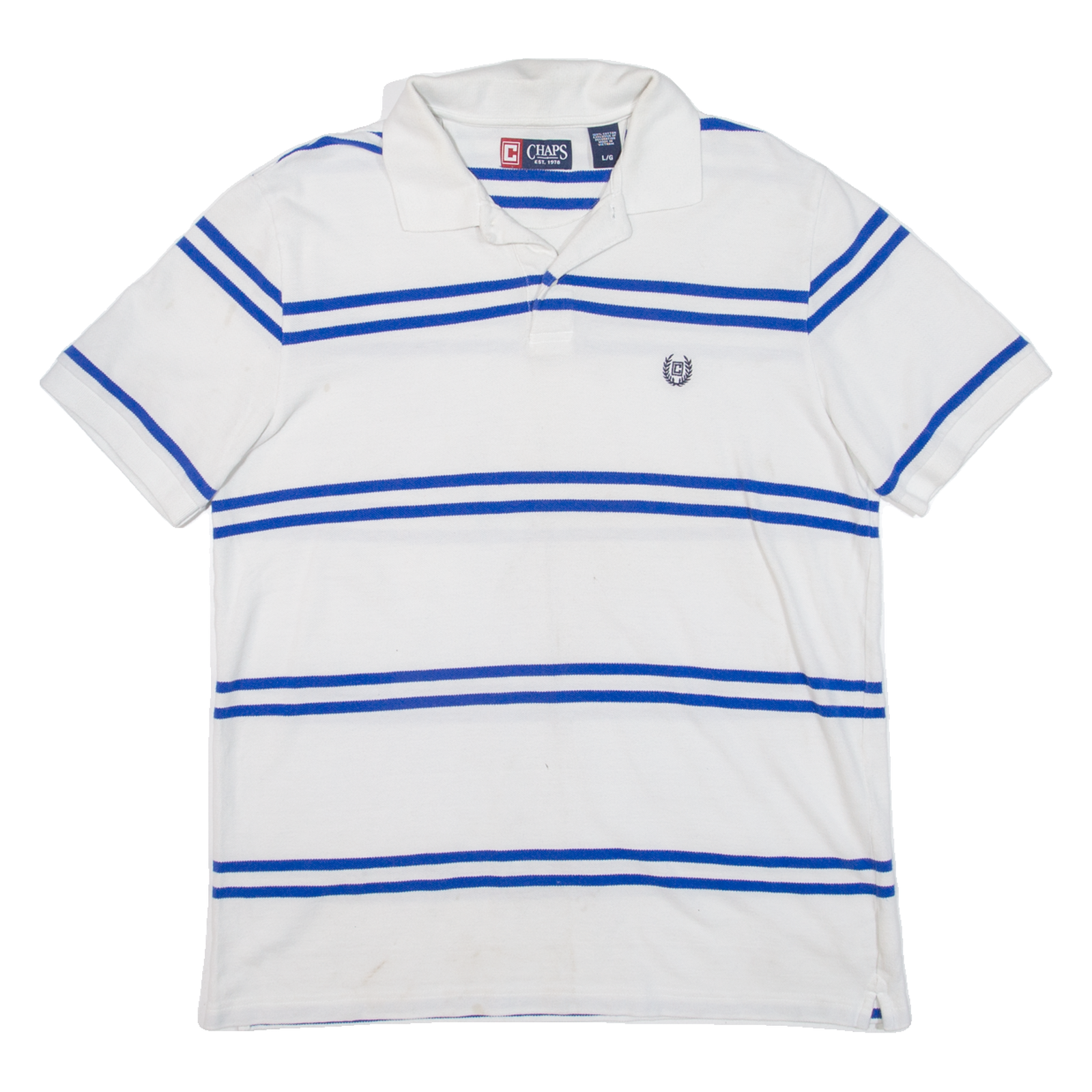 CHAPS Mens Polo Shirt White Striped L Refurbished - N/A refurbished available on Cerqular