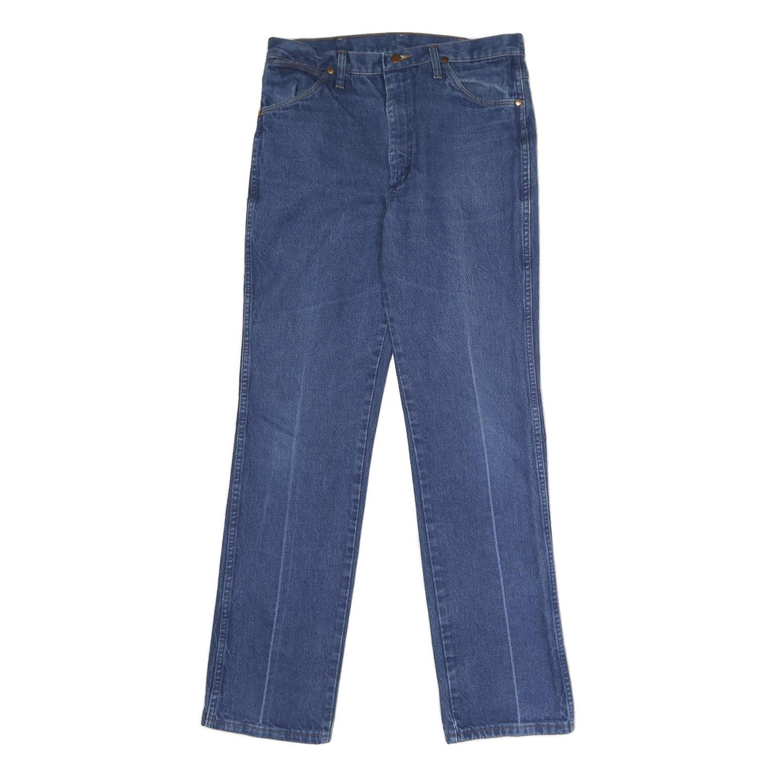 WRANGLER Mens Jeans Blue Slim Straight Denim Medium W34 L34 Classic Fit Zip Refurbished - N/A refurbished available on Cerqular