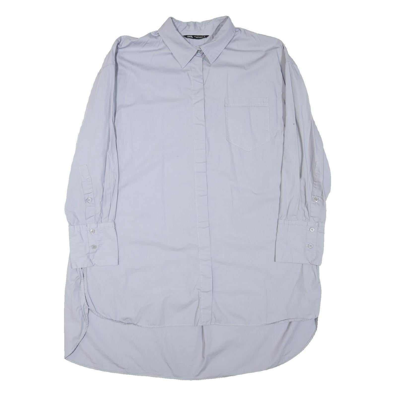 ZARA Womens Light Blue Oversized Shirt Long Sleeve Collared Cotton Blend XL Refurbished - N/A refurbished available on Cerqular