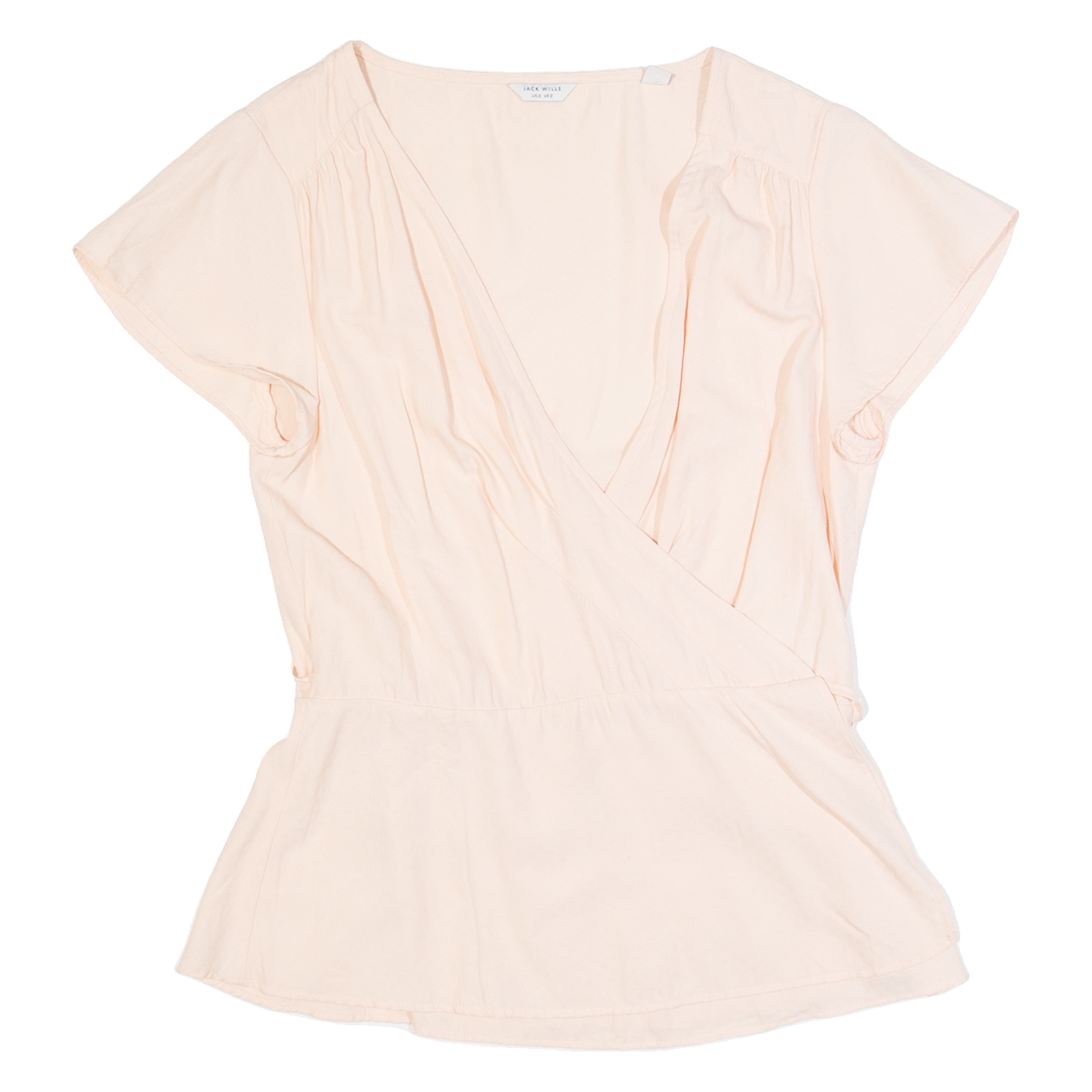 JACK WILLS Womens Wrap Top Pink V-Neck UK 6 Refurbished - N/A refurbished available on Cerqular