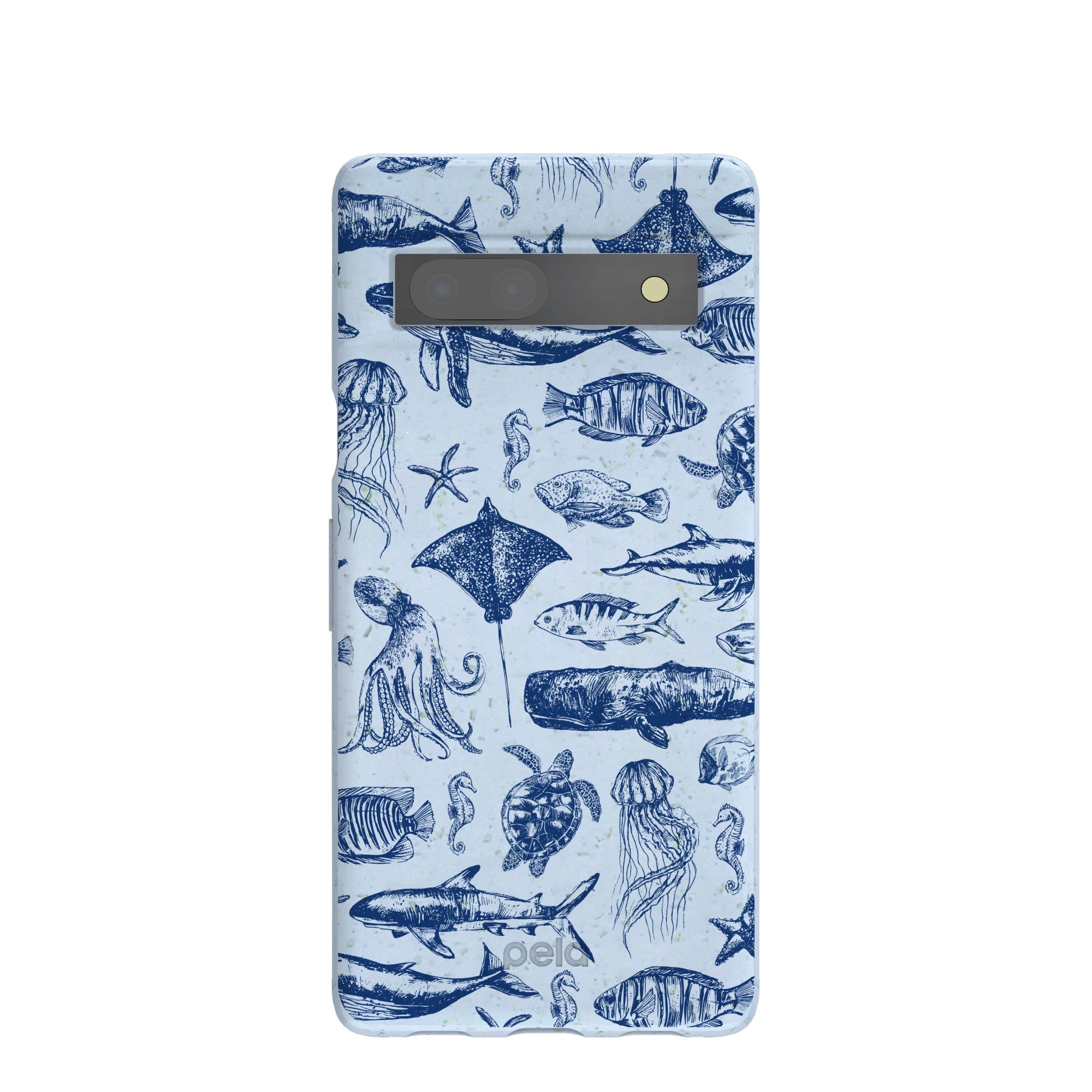 Powder Blue Marine Life Google Pixel 7a Case Refurbished - Pela Case refurbished available on Cerqular