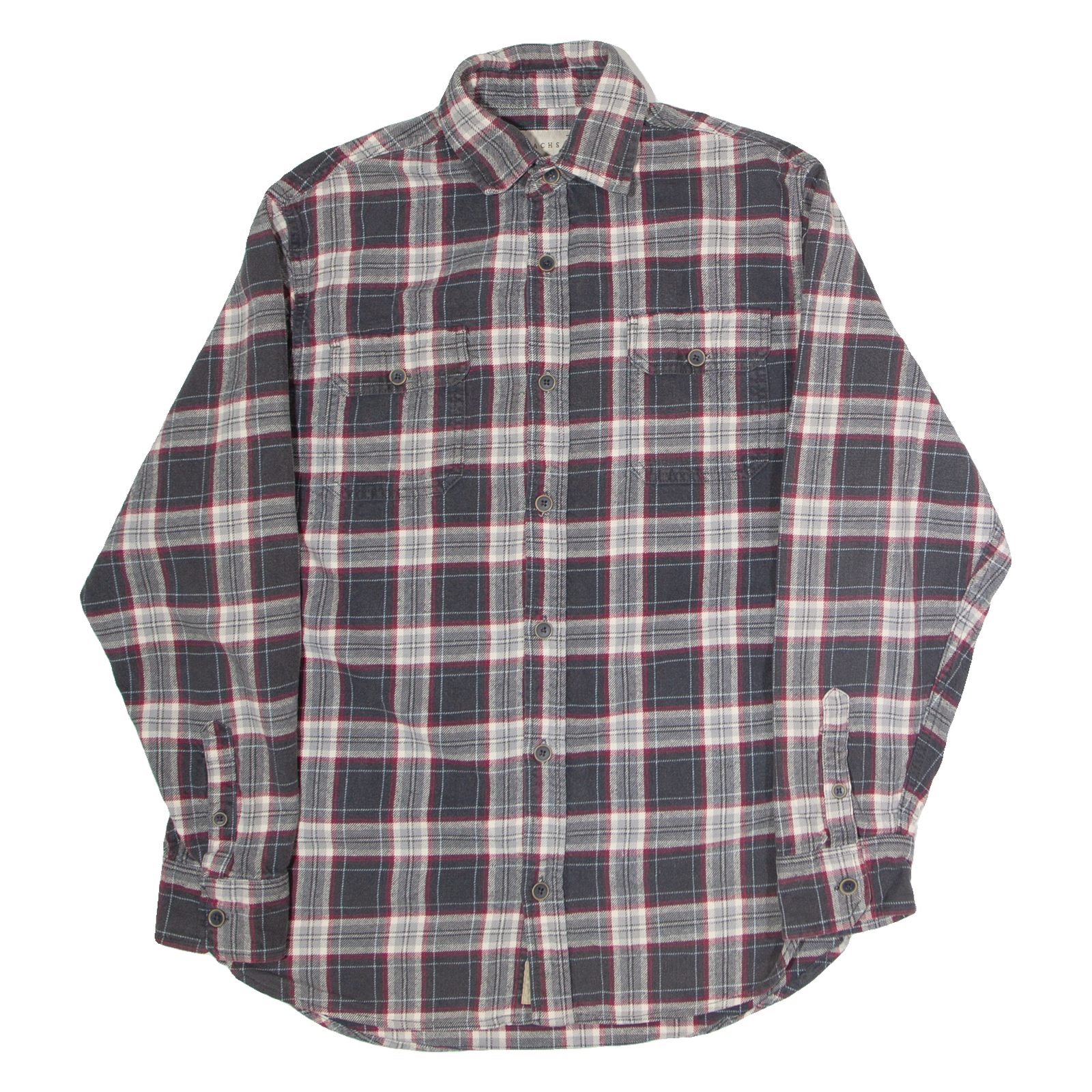 JACHS Mens Flannel Shirt Grey Check Long Sleeve M Refurbished - N/A refurbished available on Cerqular