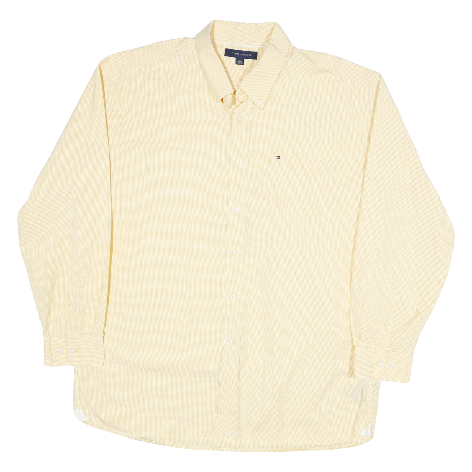 TOMMY HILFIGER Mens Yellow Cotton Blend Shirt XL Button Down Pocket Classic Fit Refurbished - N/A refurbished available on Cerqular