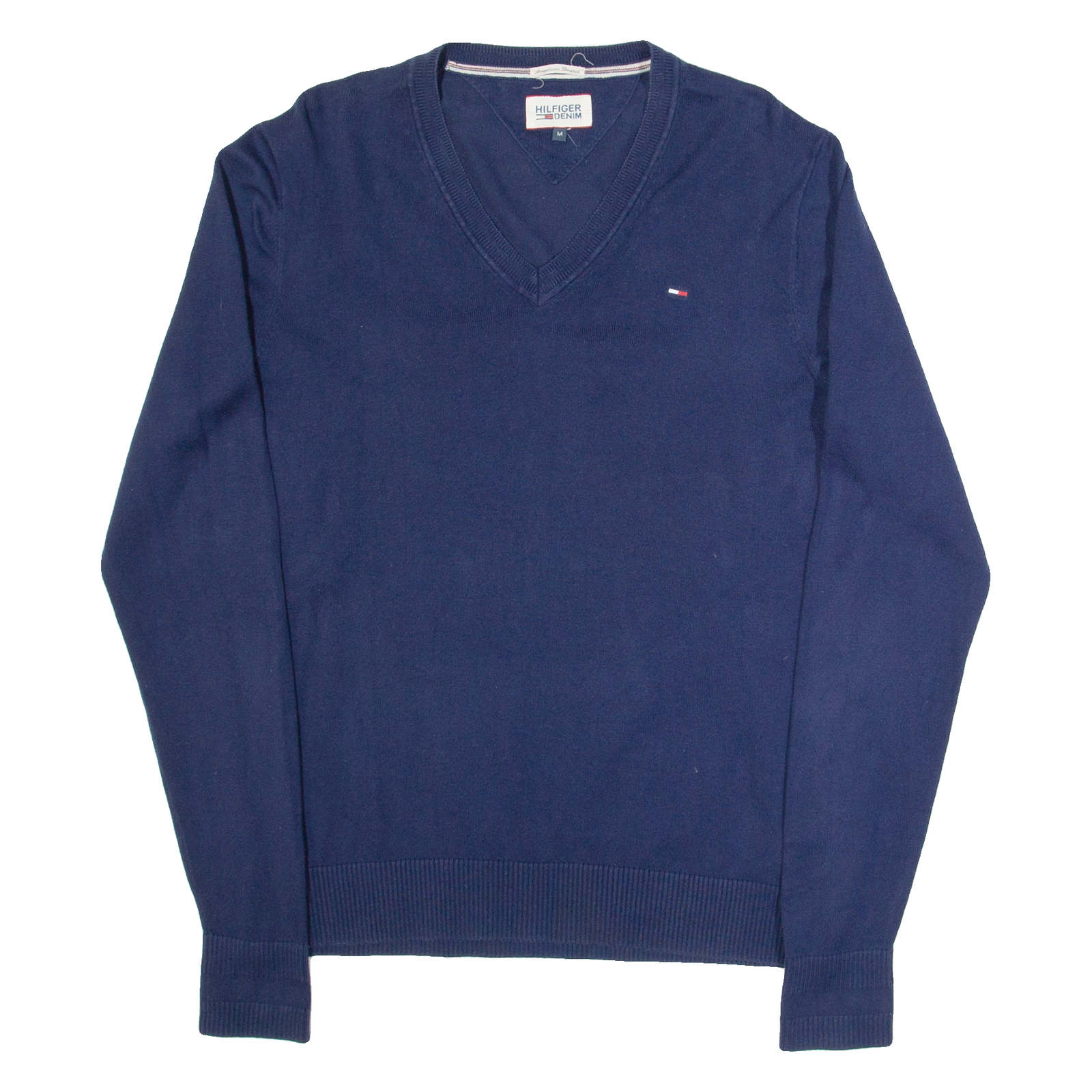 TOMMY HILFIGER Mens Jumper Blue V-Neck Tight Knit M Refurbished - N/A refurbished available on Cerqular