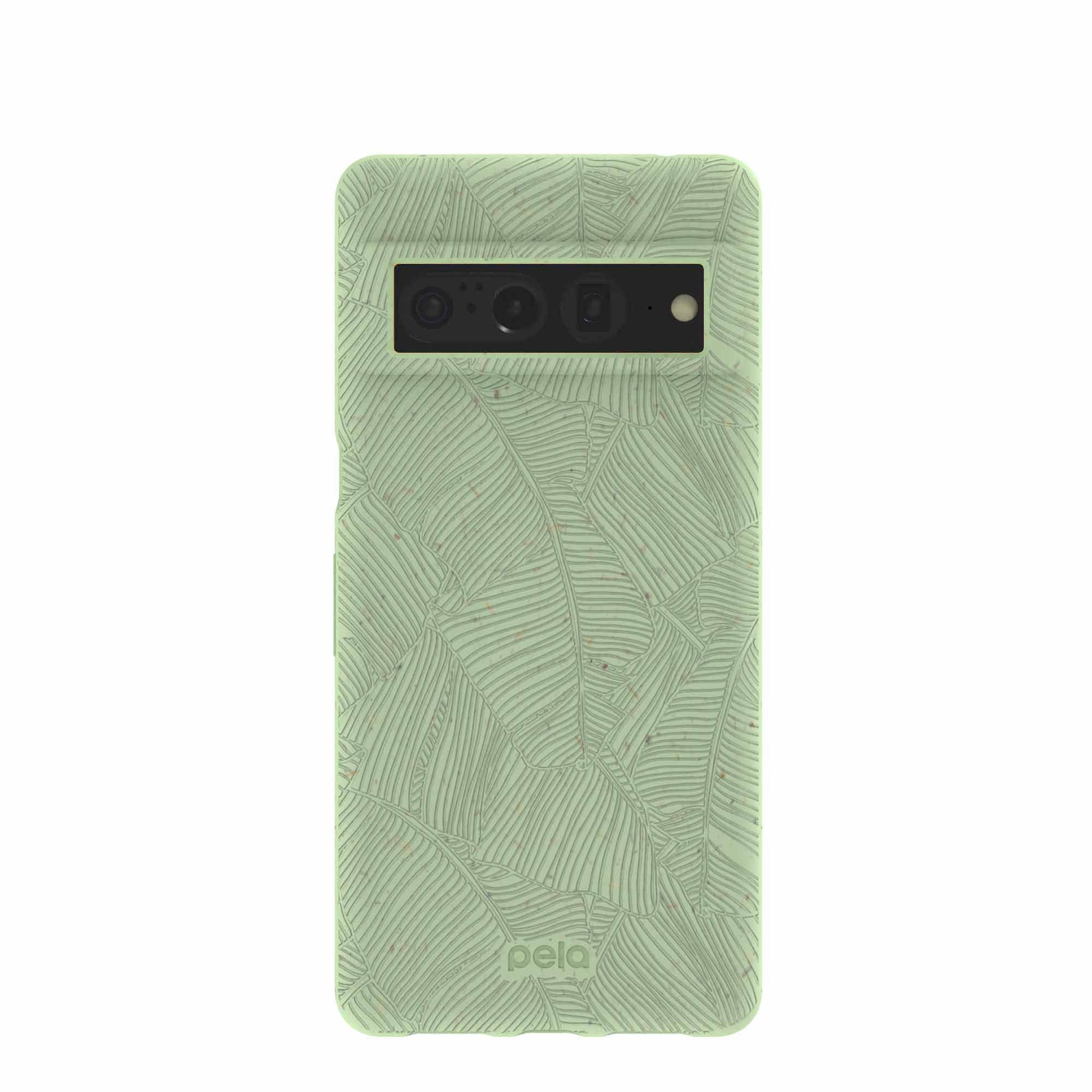 Sage Green Lushy Leaves Google Pixel 7 Pro Case Refurbished - Pela Case refurbished available on Cerqular