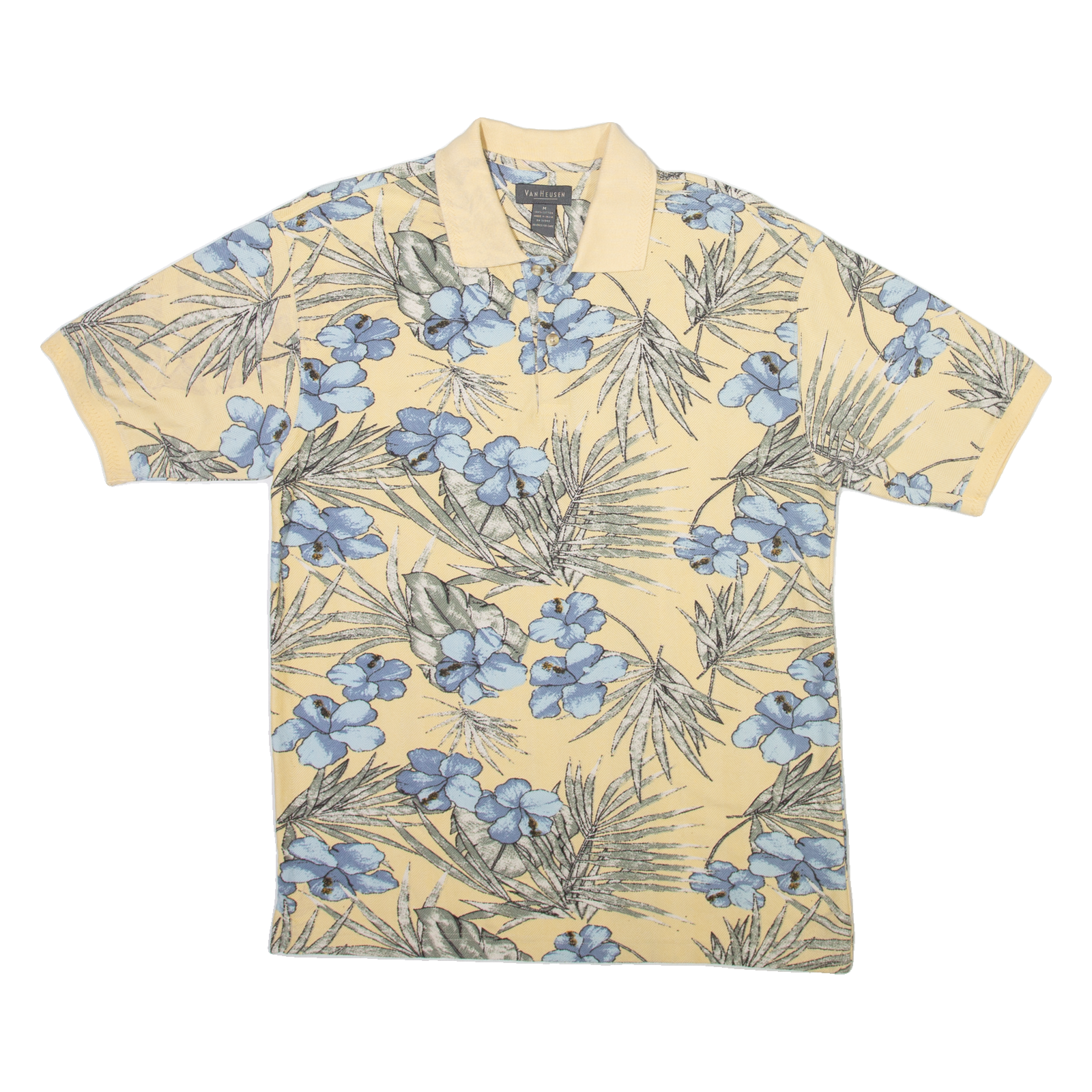 VAN HEUSEN Mens Polo Shirt Yellow Floral M Refurbished - N/A refurbished available on Cerqular