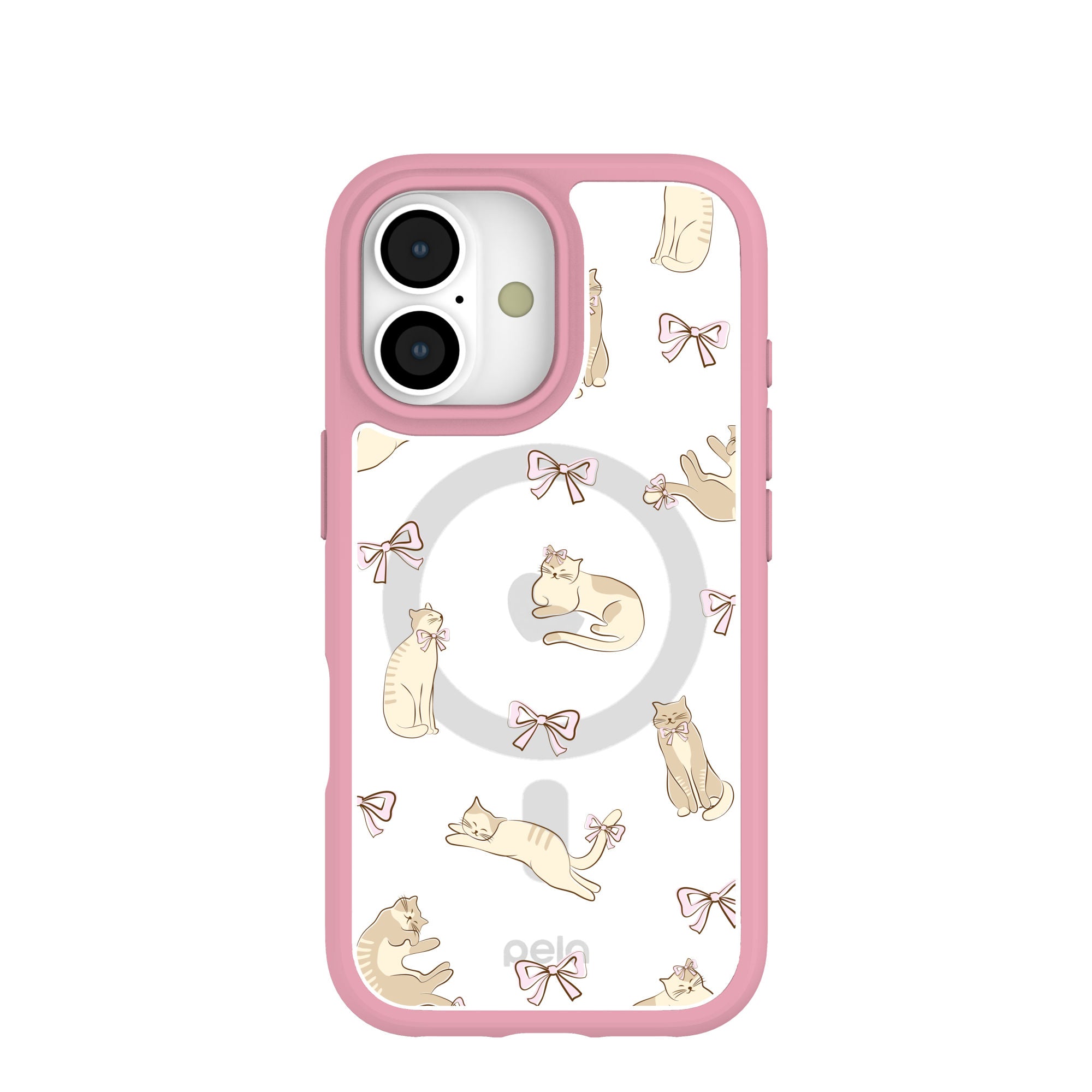 Clear Purrfection iPhone 17 Case With Petal Pink Ridge (MagSafe included) Refurbished - Pela Case refurbished available on Cerqular