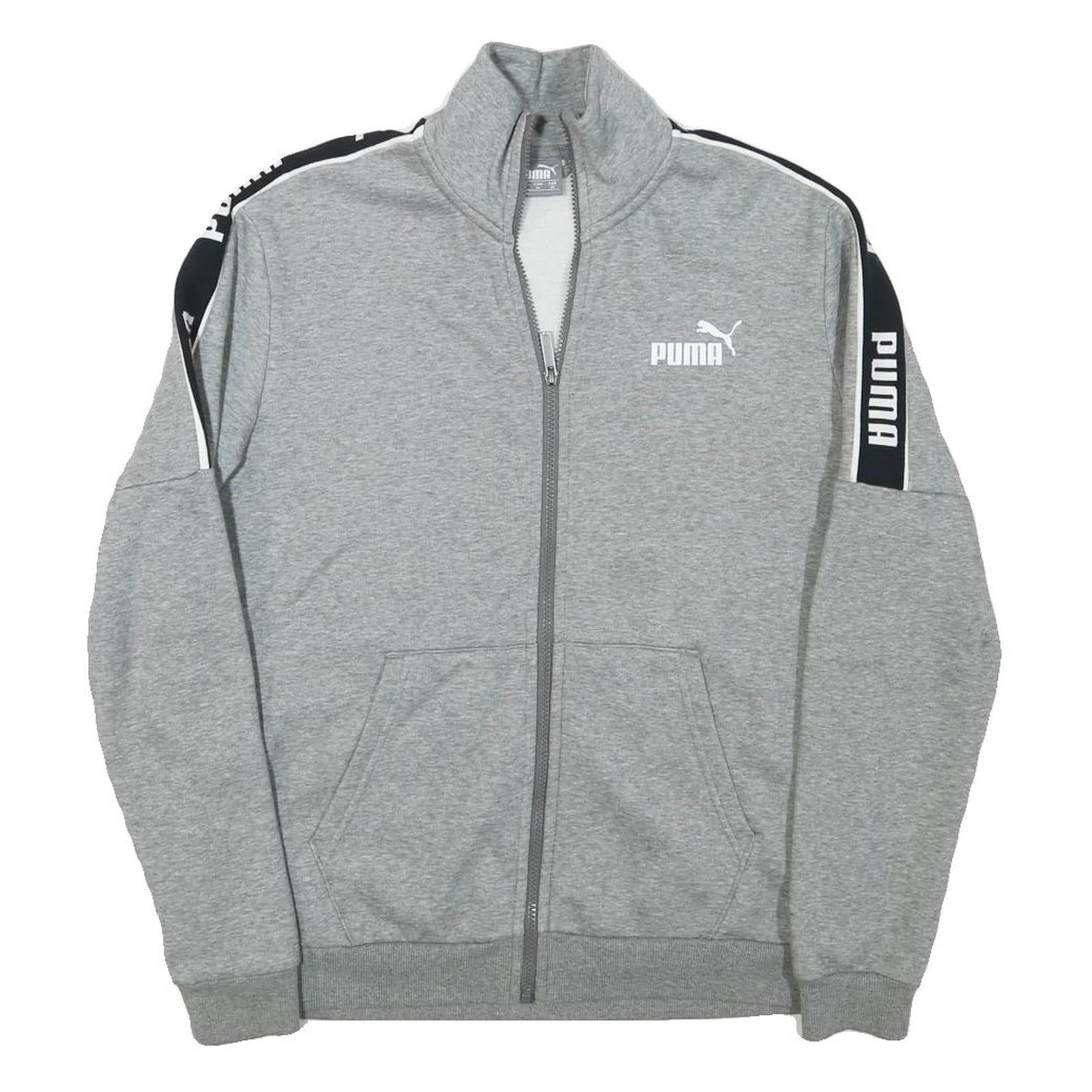 PUMA Mens Grey & Black Logo Tape Zip Jacket M Cotton Blend Casual Sport Refurbished - N/A refurbished available on Cerqular