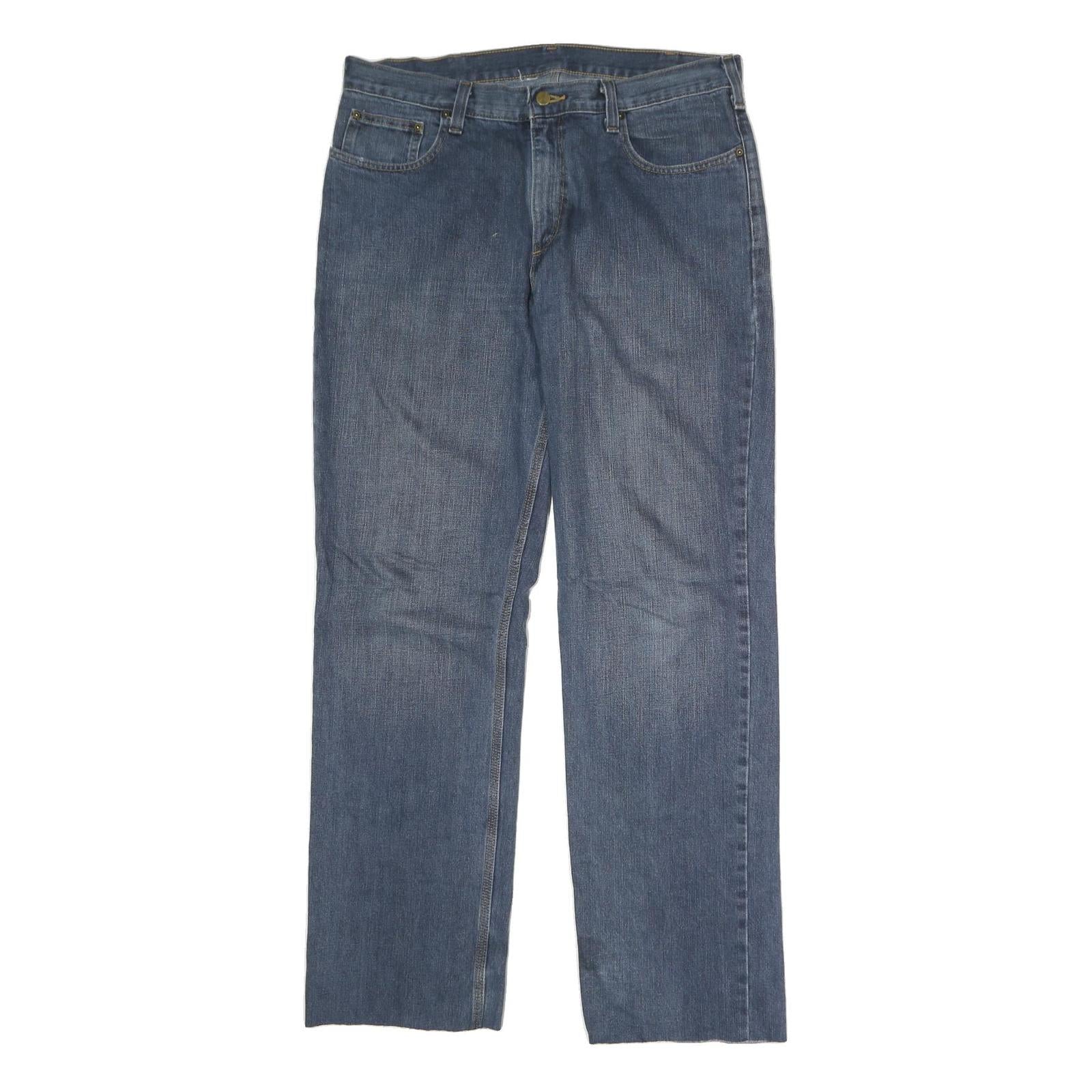 CARHARTT Mens Blue Regular Fit Straight Leg Denim Rinse W38 L34 Workwear Jeans Refurbished - N/A refurbished available on Cerqular