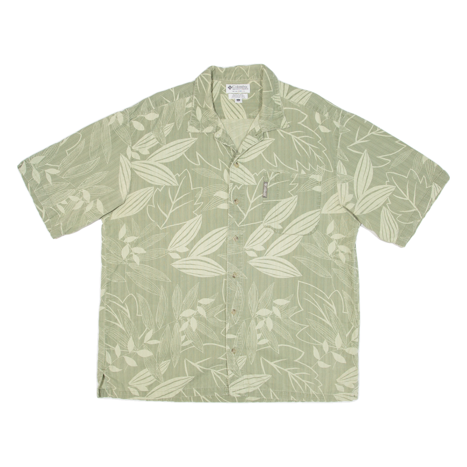 COLUMBIA Mens Hawaiian Shirt Green Floral L Refurbished - N/A refurbished available on Cerqular