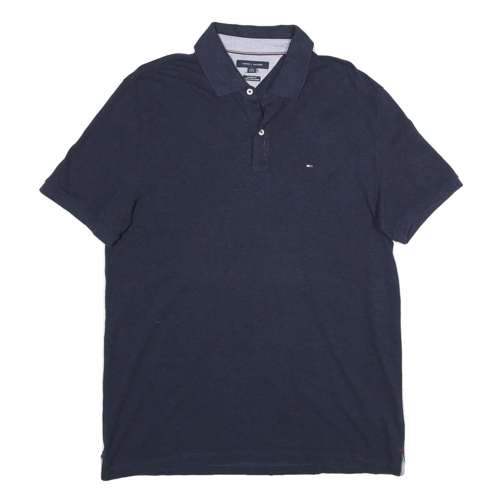 TOMMY HILFIGER Mens Blue Short Sleeve Plain Polo Shirt XL Casual Cotton Refurbished - N/A refurbished available on Cerqular