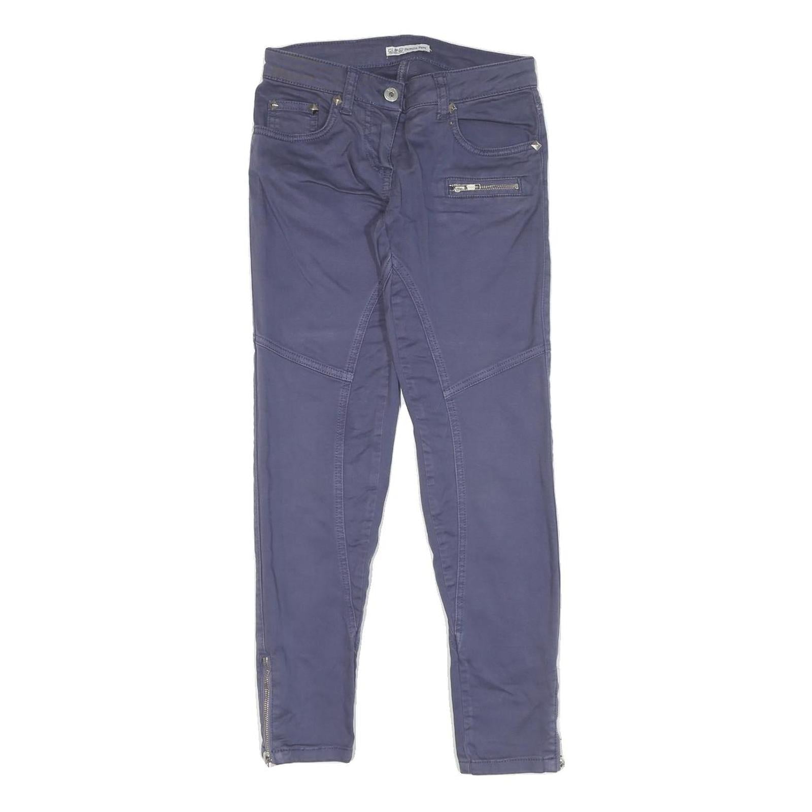 Womens Slim Cotton Blend Blue Trousers W26 L28 Zip Closure Modern Stylish Refurbished - N/A refurbished available on Cerqular