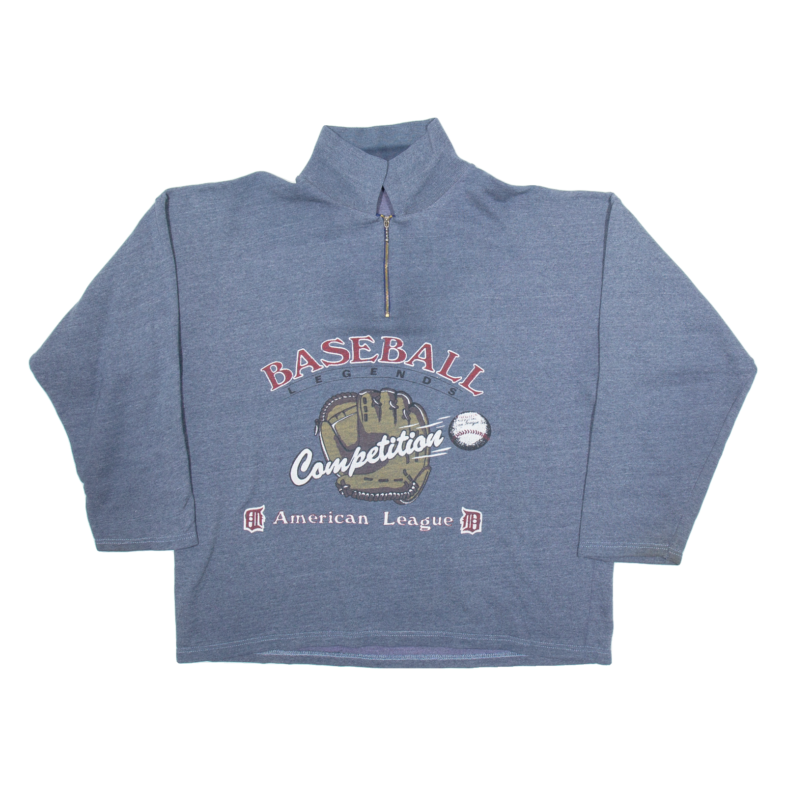 Baseball American League Mens Sweatshirt Blue 1/4 Zip USA L Refurbished - N/A refurbished available on Cerqular