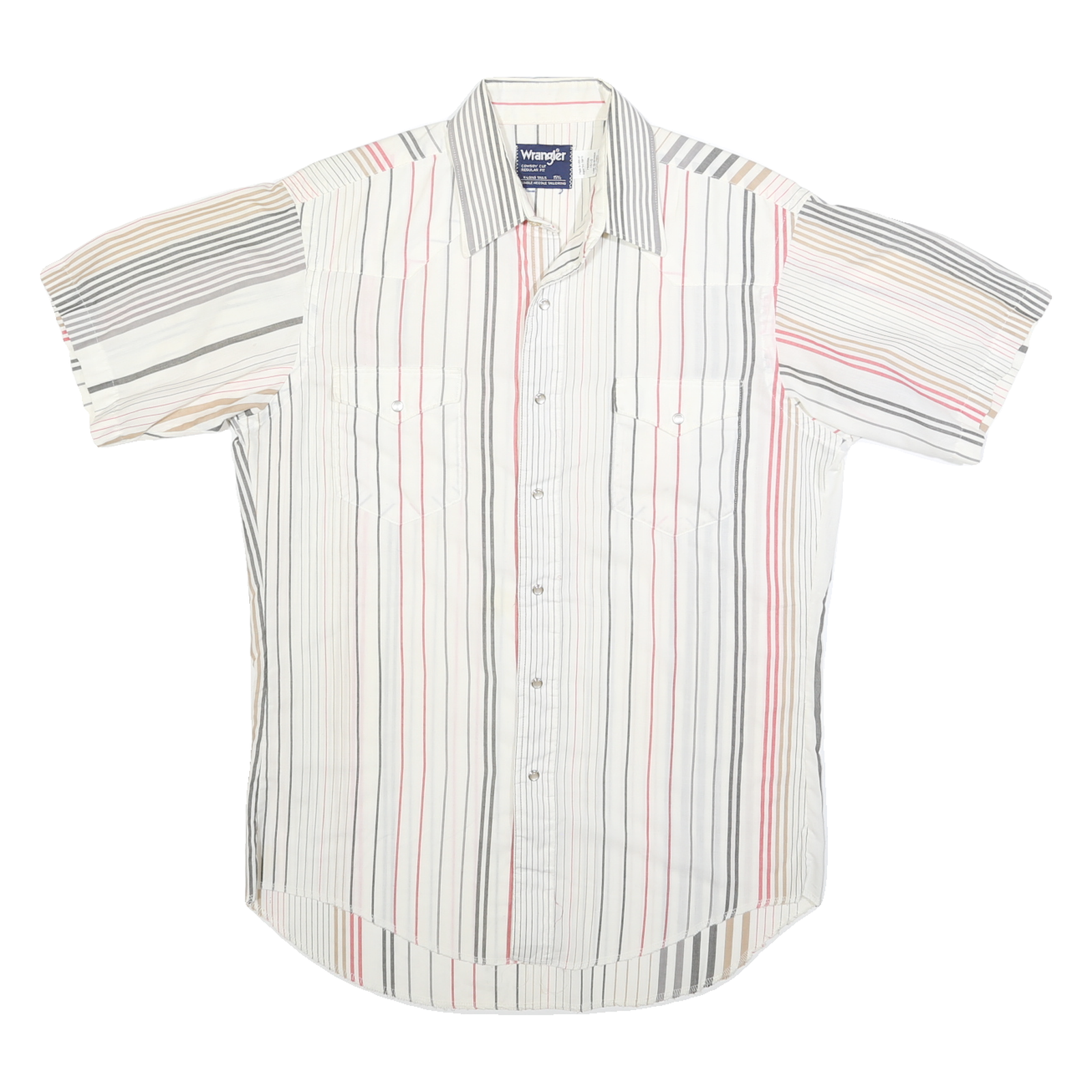 WRANGLER Mens White & Pink Striped Casual Shirt M Short Sleeve Button Cotton Refurbished - N/A refurbished available on Cerqular
