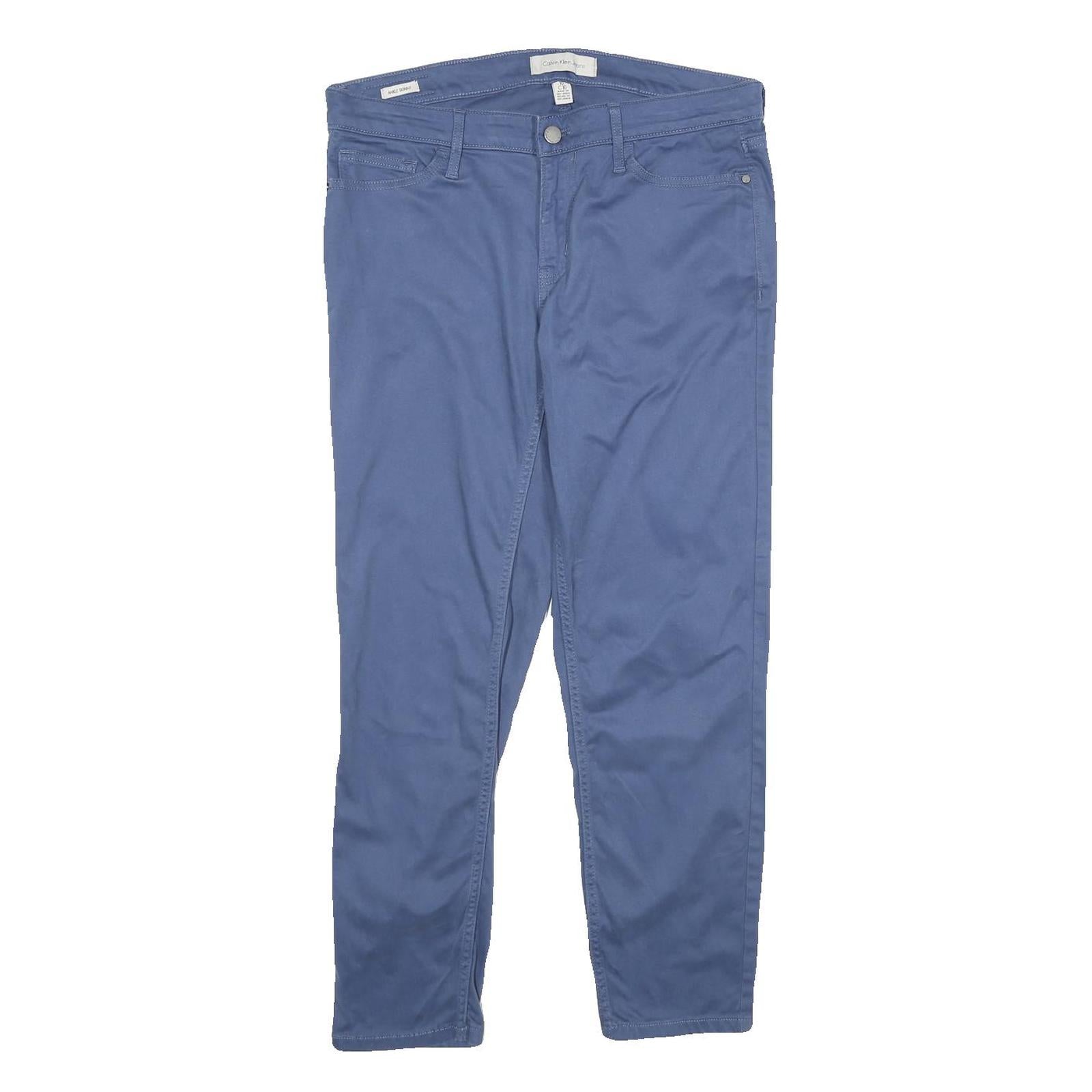 CALVIN KLEIN JEANS Womens Slim Blue Trousers W32 L27 Cotton Blend Zip Casual Refurbished - N/A refurbished available on Cerqular