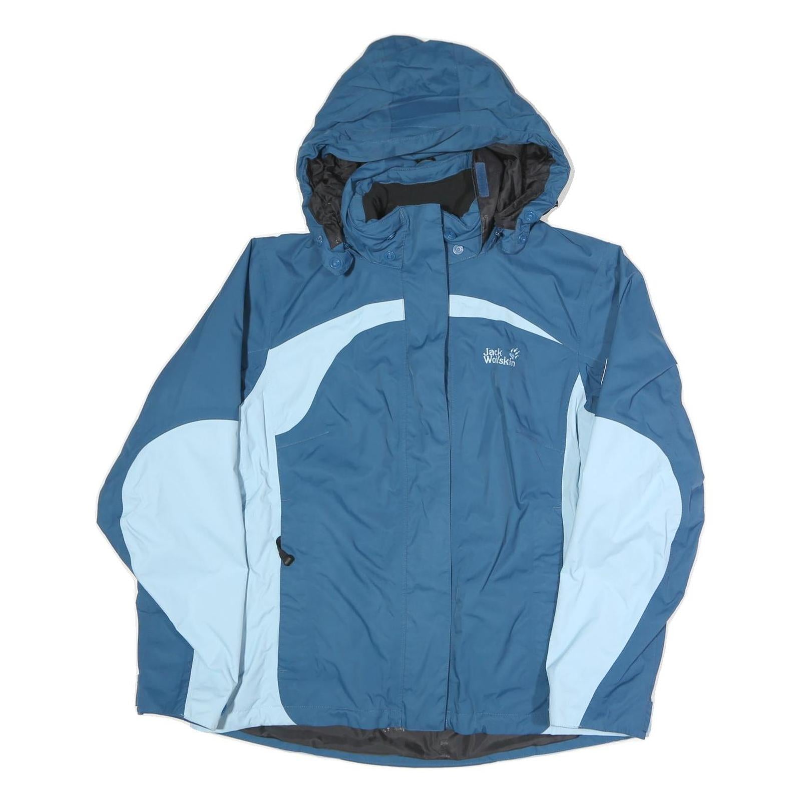 JACK WOLFSKIN Womens Blue & Light Blue Outdoor Jacket UK 16 Polyester Blend Zip Refurbished - N/A refurbished available on Cerqular
