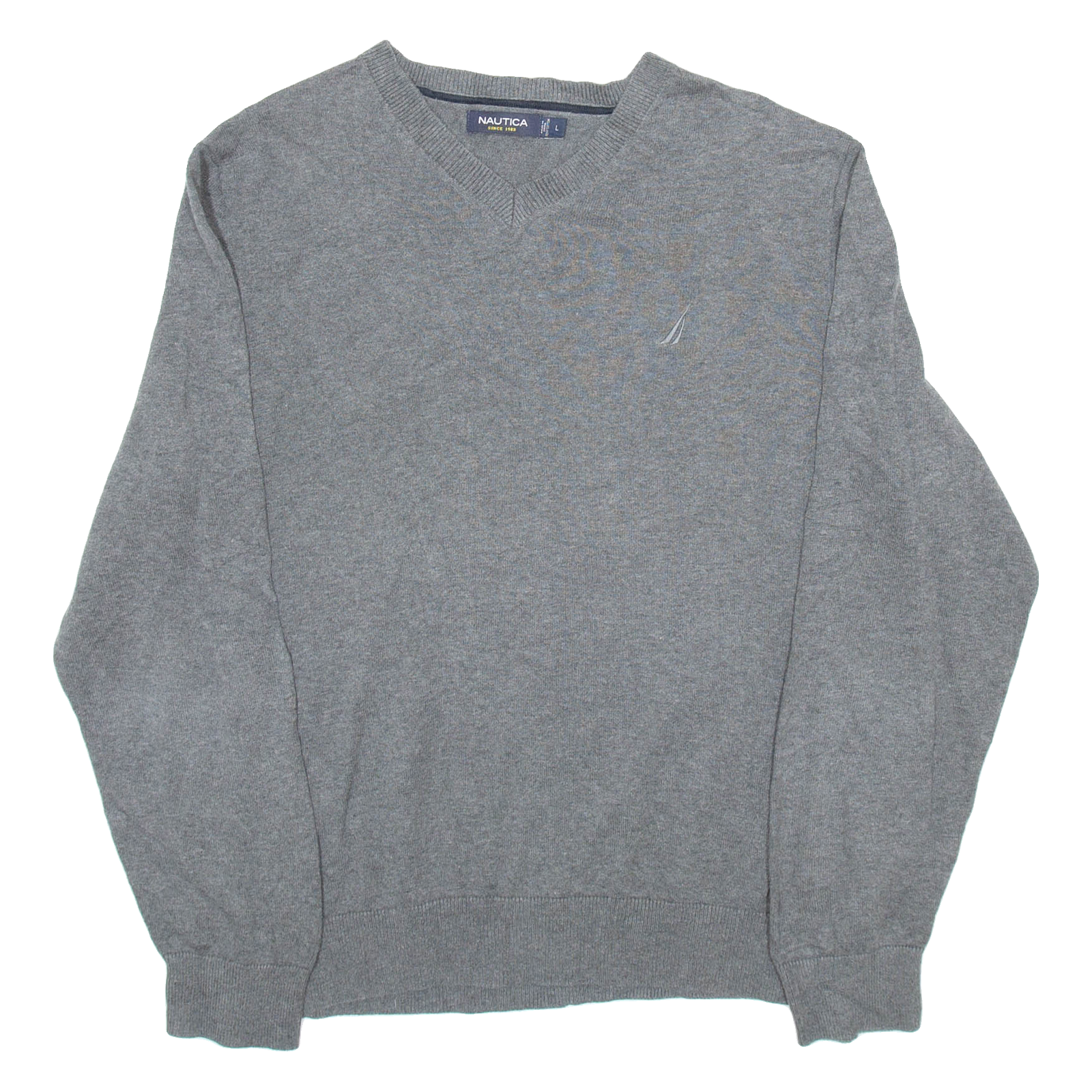 NAUTICA Mens Jumper Grey V-Neck Tight Knit L Refurbished - N/A refurbished available on Cerqular