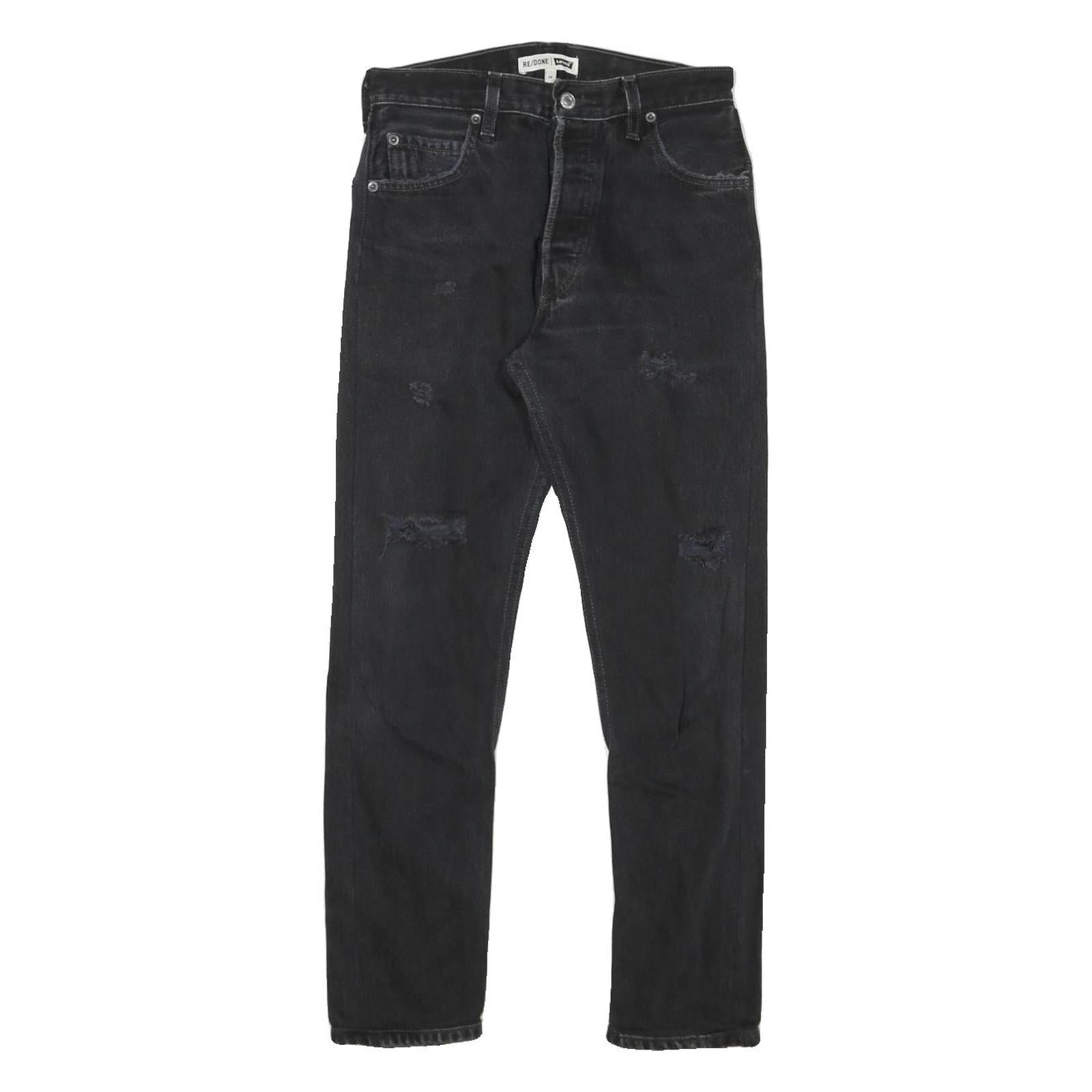 LEVI'S Womens Black Slim Skinny Denim Raw W26 L26 Distressed Cotton Blend Jeans Refurbished - N/A refurbished available on Cerqular