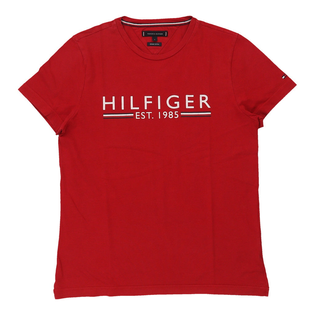 Buy Tommy Hilfiger Spellout T-Shirt - Small Red Cotton Refurbished - $22.77 Tommy Hilfiger Spellout T-Shirt - Small Red Cotton Refurbished - Thrifted (note: this is a term often used to describe second- refurbished available on Cerqular