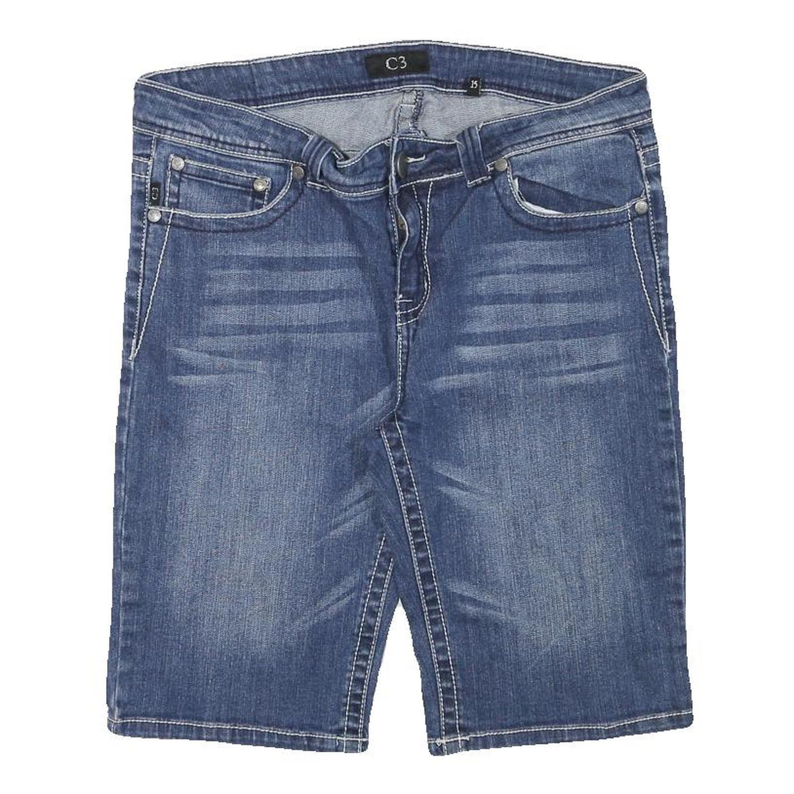 C3 Womens Denim Blue Casual Shorts L W32 Embroidered Pockets Refurbished - N/A refurbished available on Cerqular